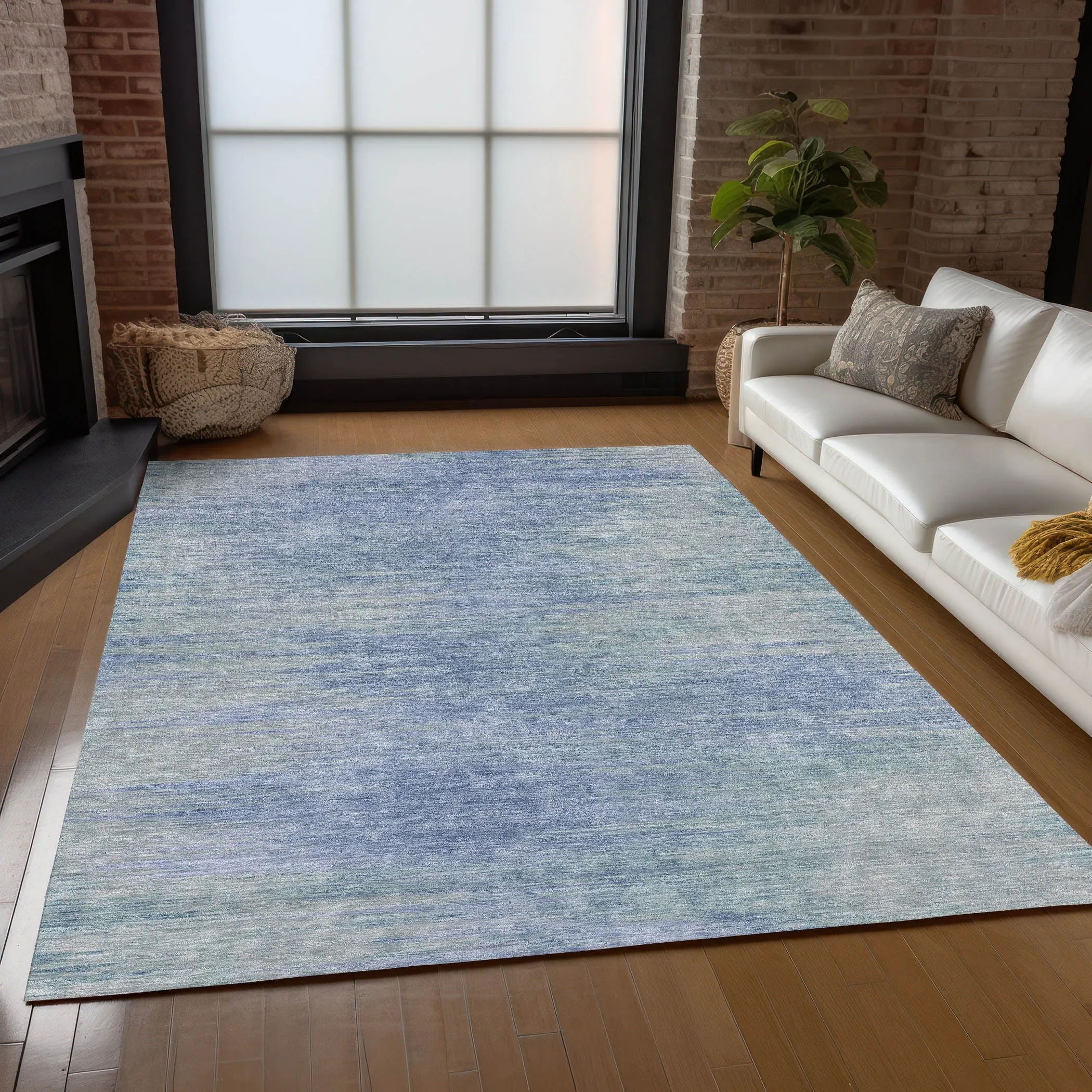 Machine Washable Indoor/ Outdoor Chantille Solid Ombre Rug