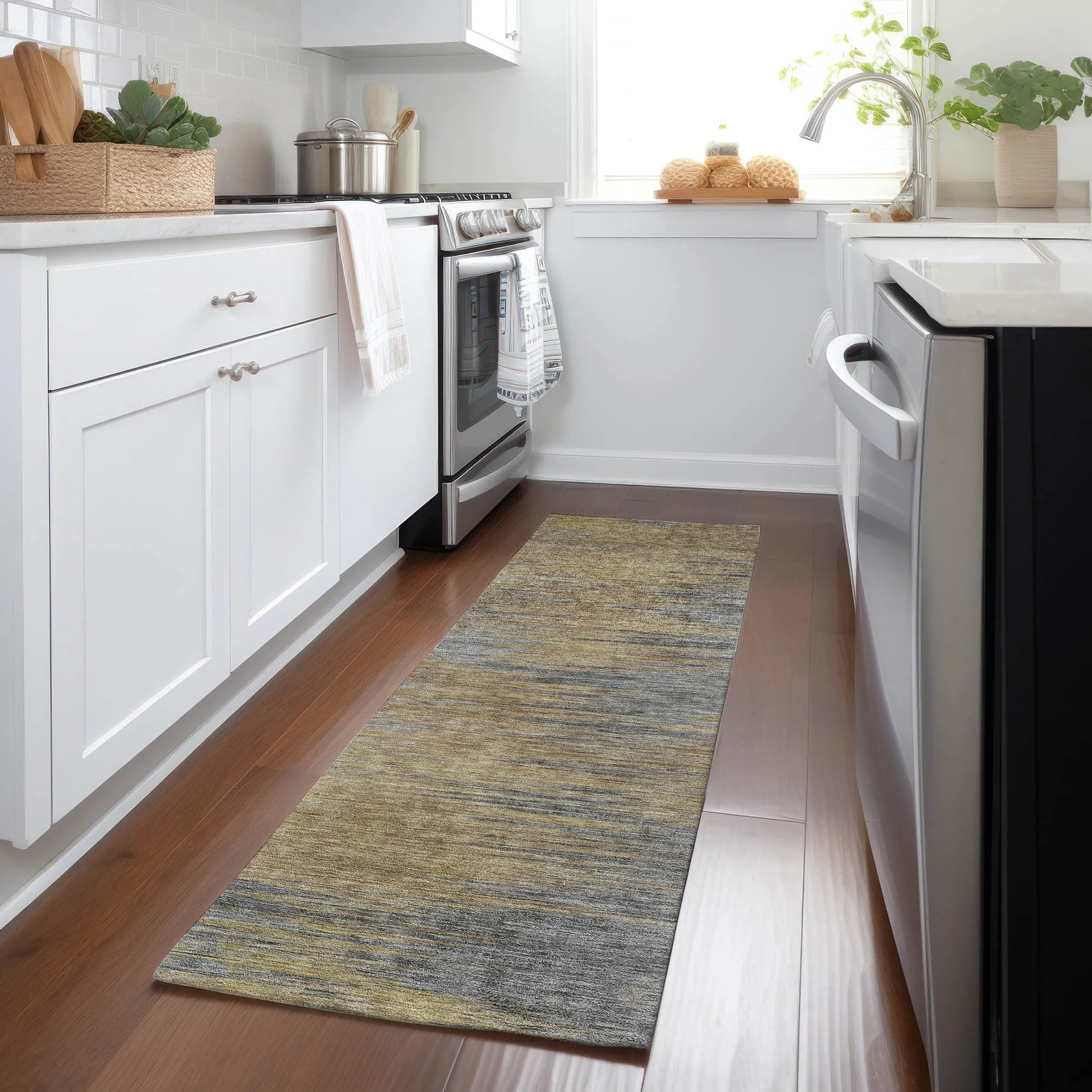 Machine Washable Indoor/ Outdoor Chantille Solid Ombre Rug