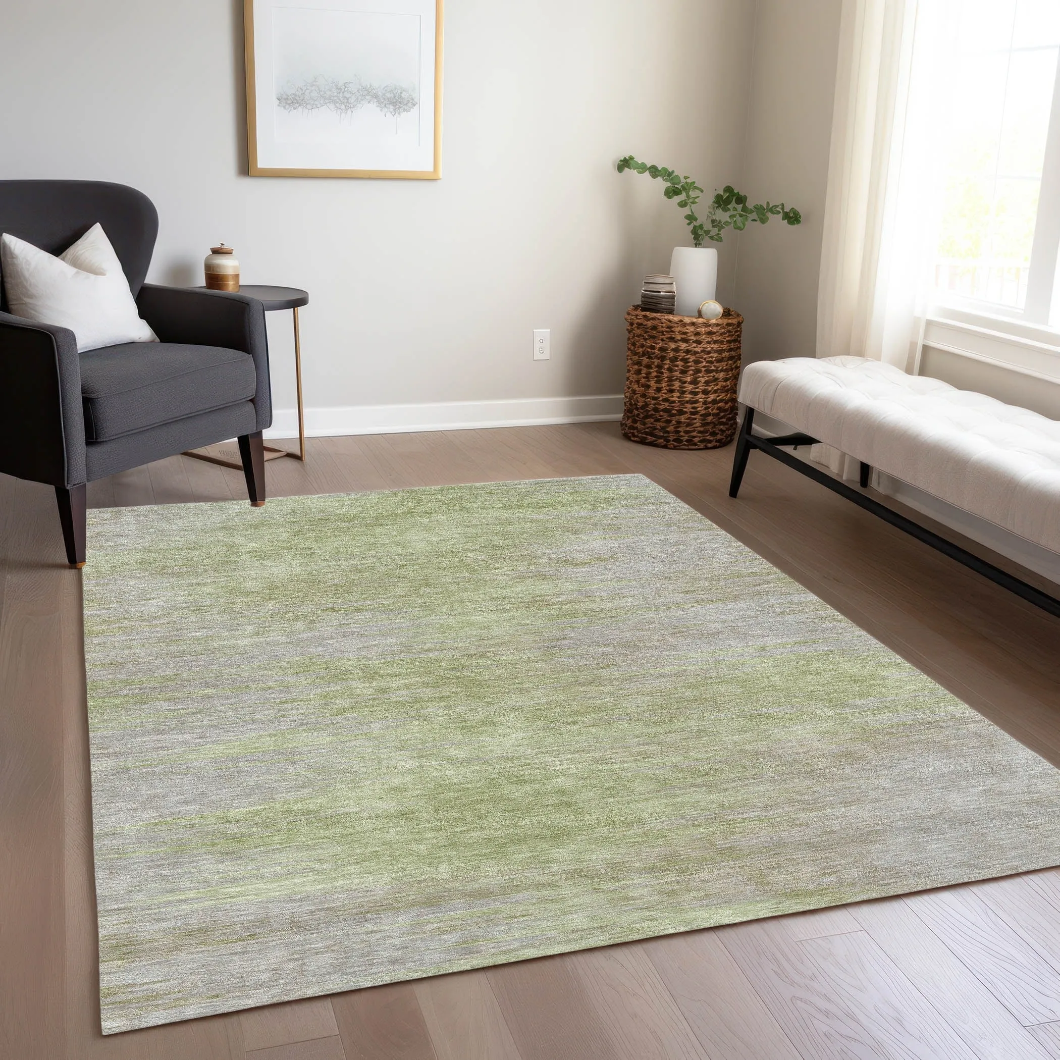 Machine Washable Indoor/ Outdoor Chantille Solid Ombre Rug