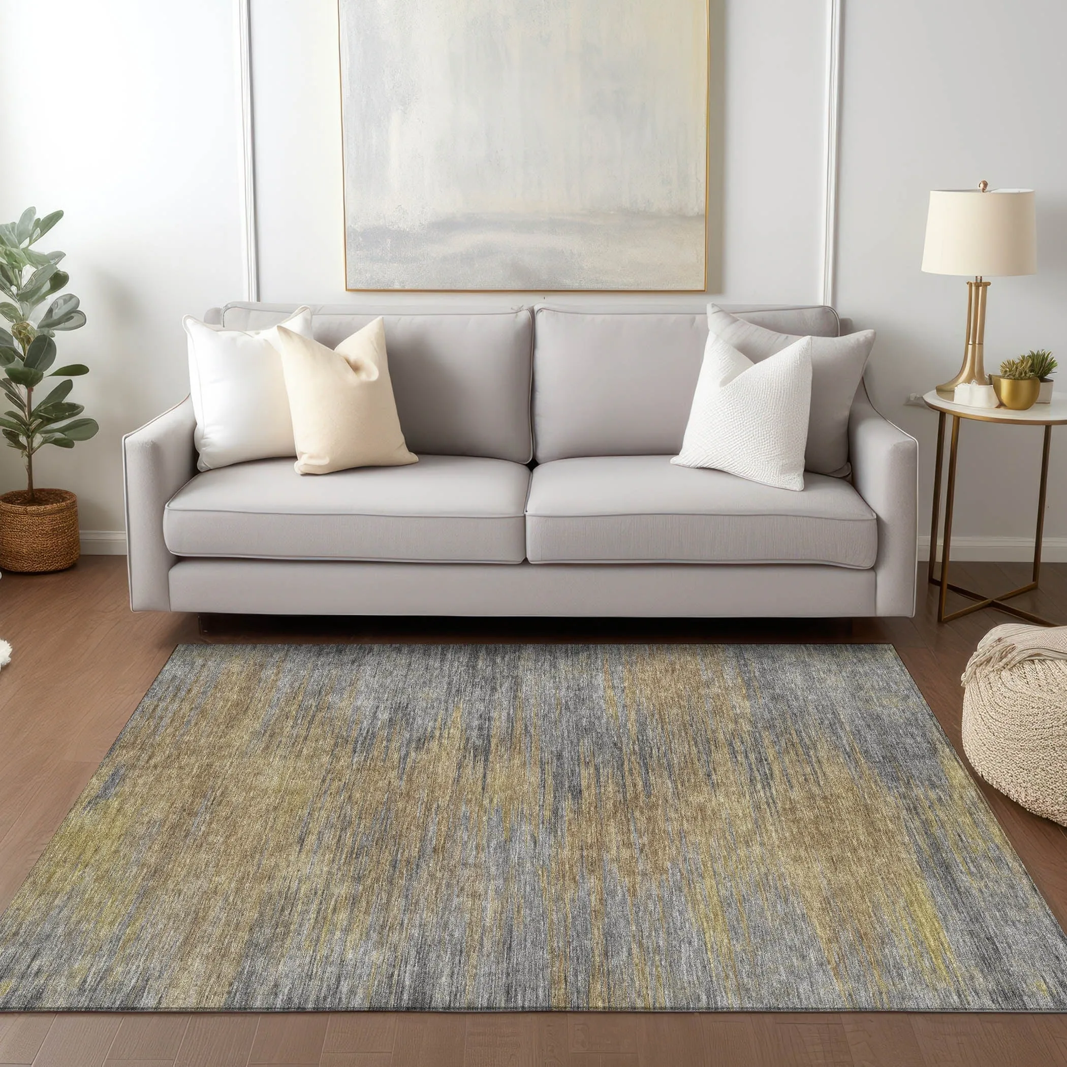 Machine Washable Indoor/ Outdoor Chantille Solid Ombre Rug