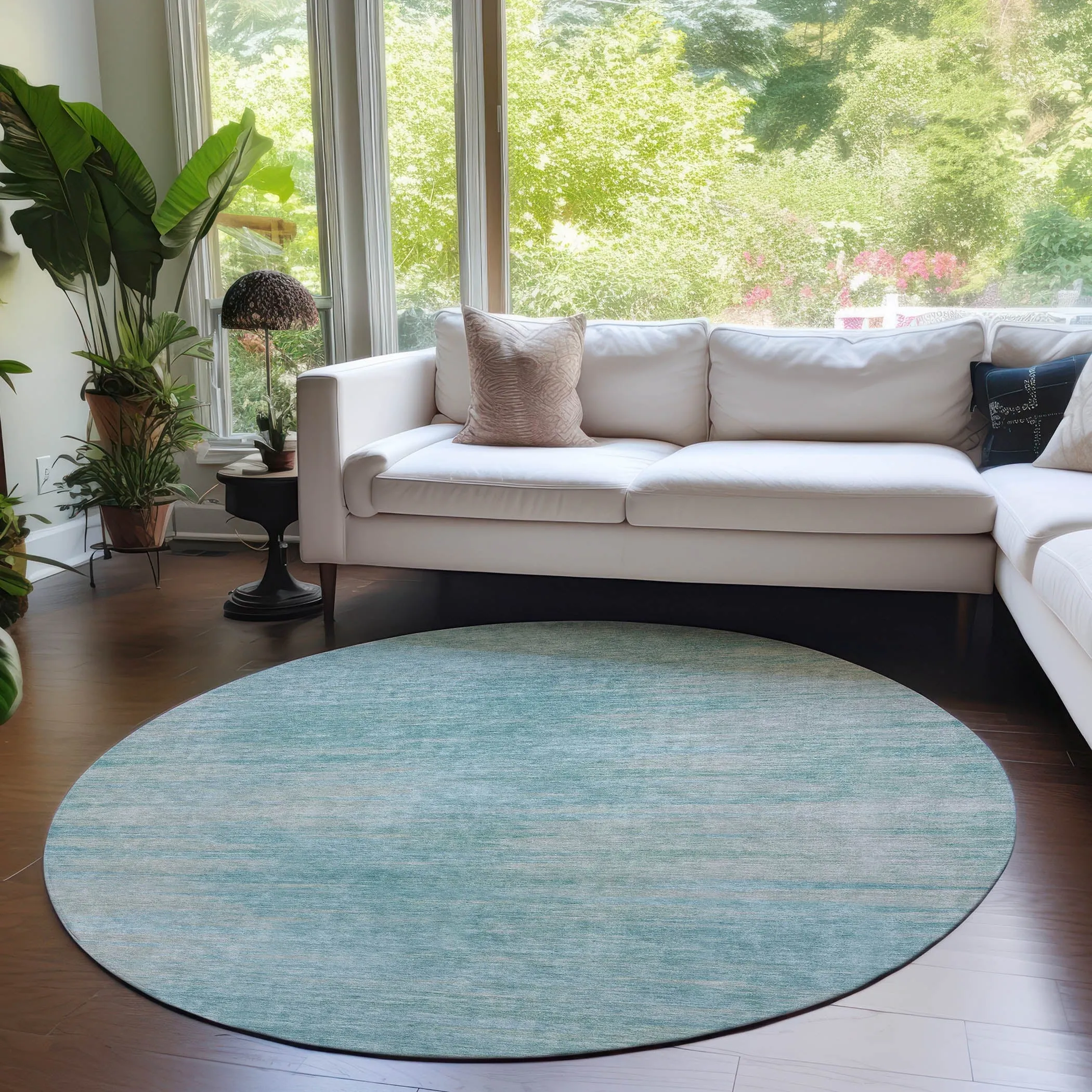 Machine Washable Indoor/ Outdoor Chantille Solid Ombre Rug