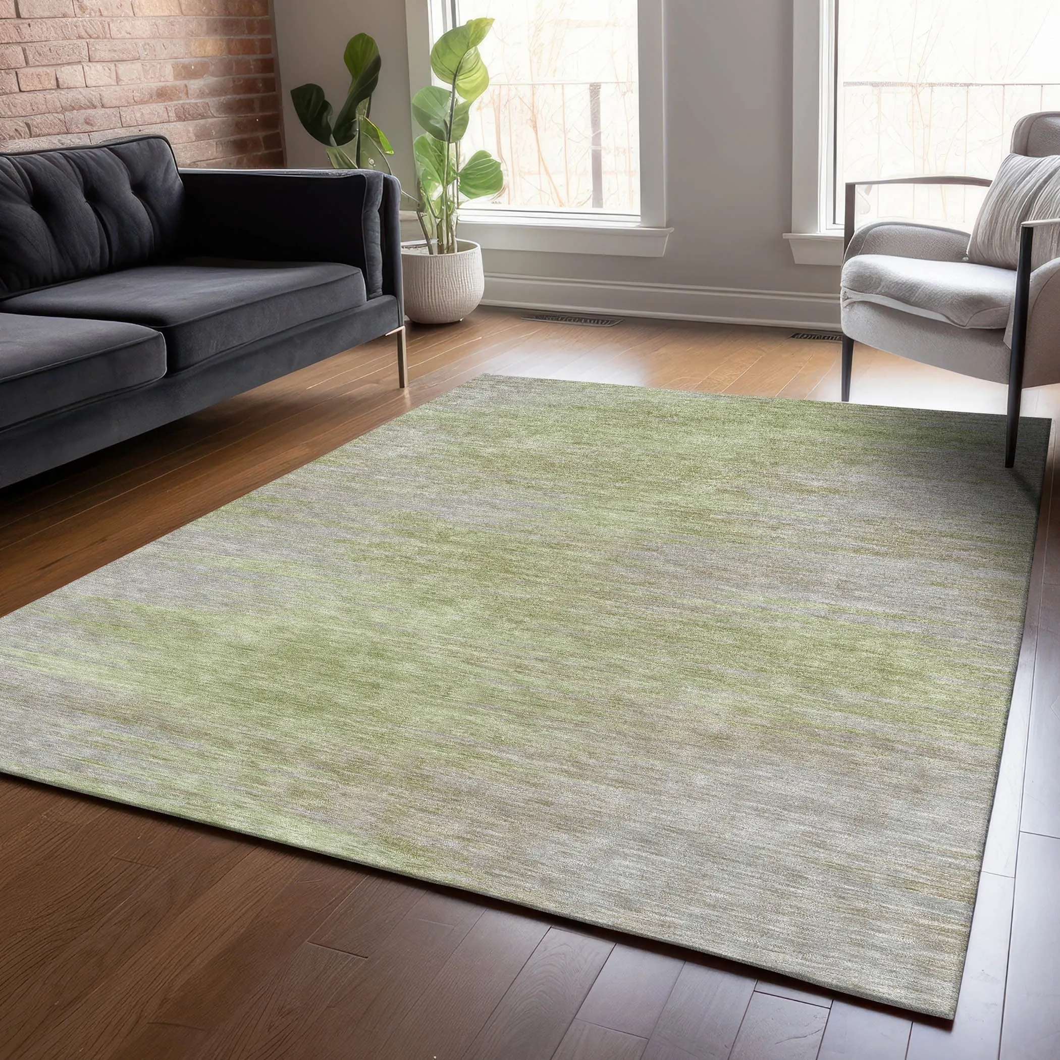 Machine Washable Indoor/ Outdoor Chantille Solid Ombre Rug