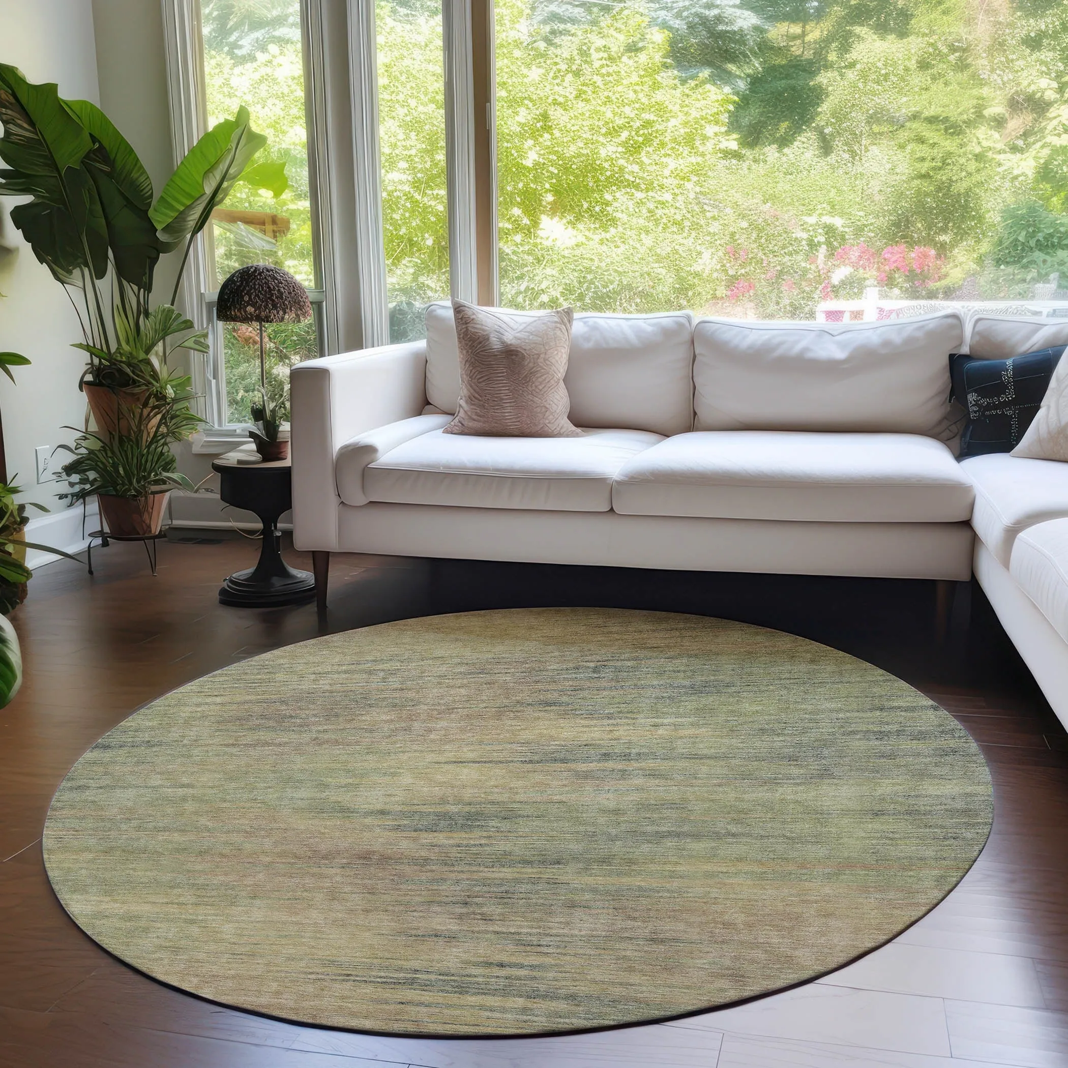 Machine Washable Indoor/ Outdoor Chantille Solid Ombre Rug