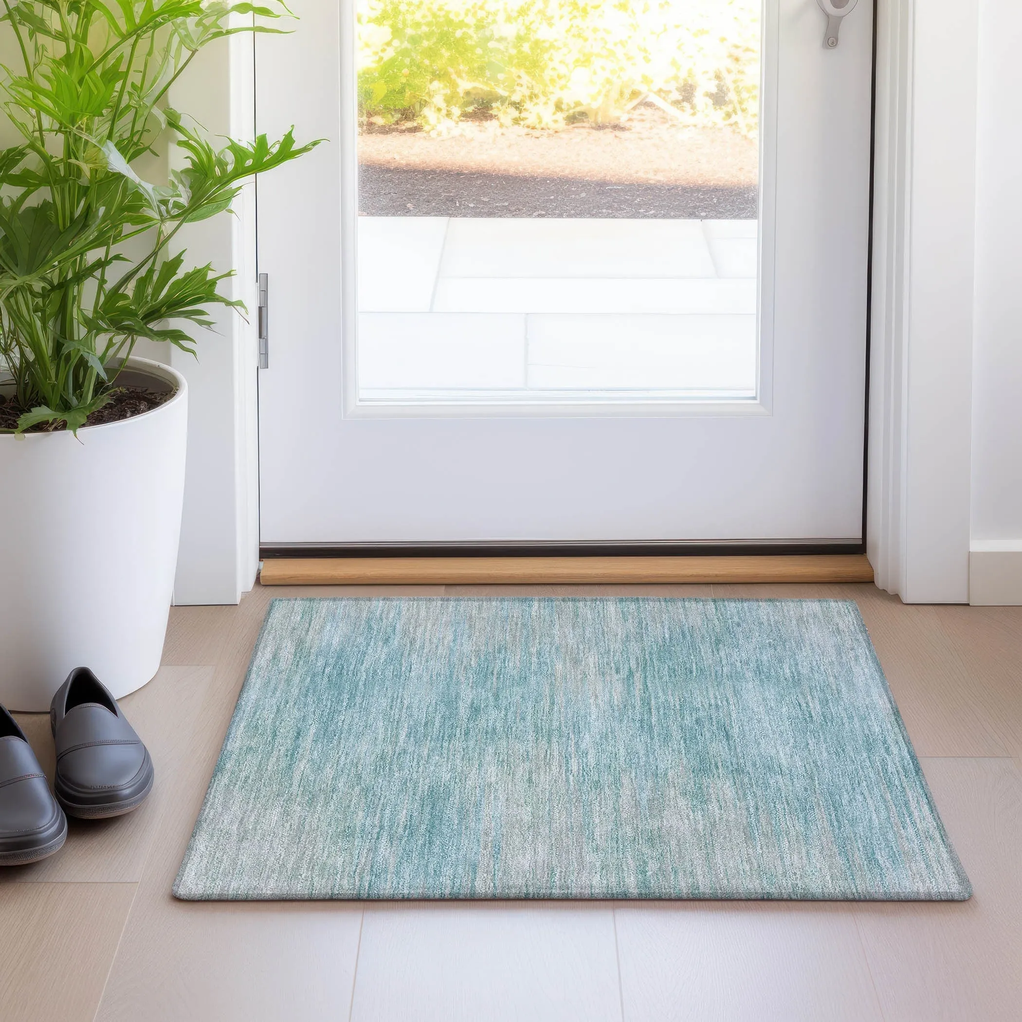 Machine Washable Indoor/ Outdoor Chantille Solid Ombre Rug