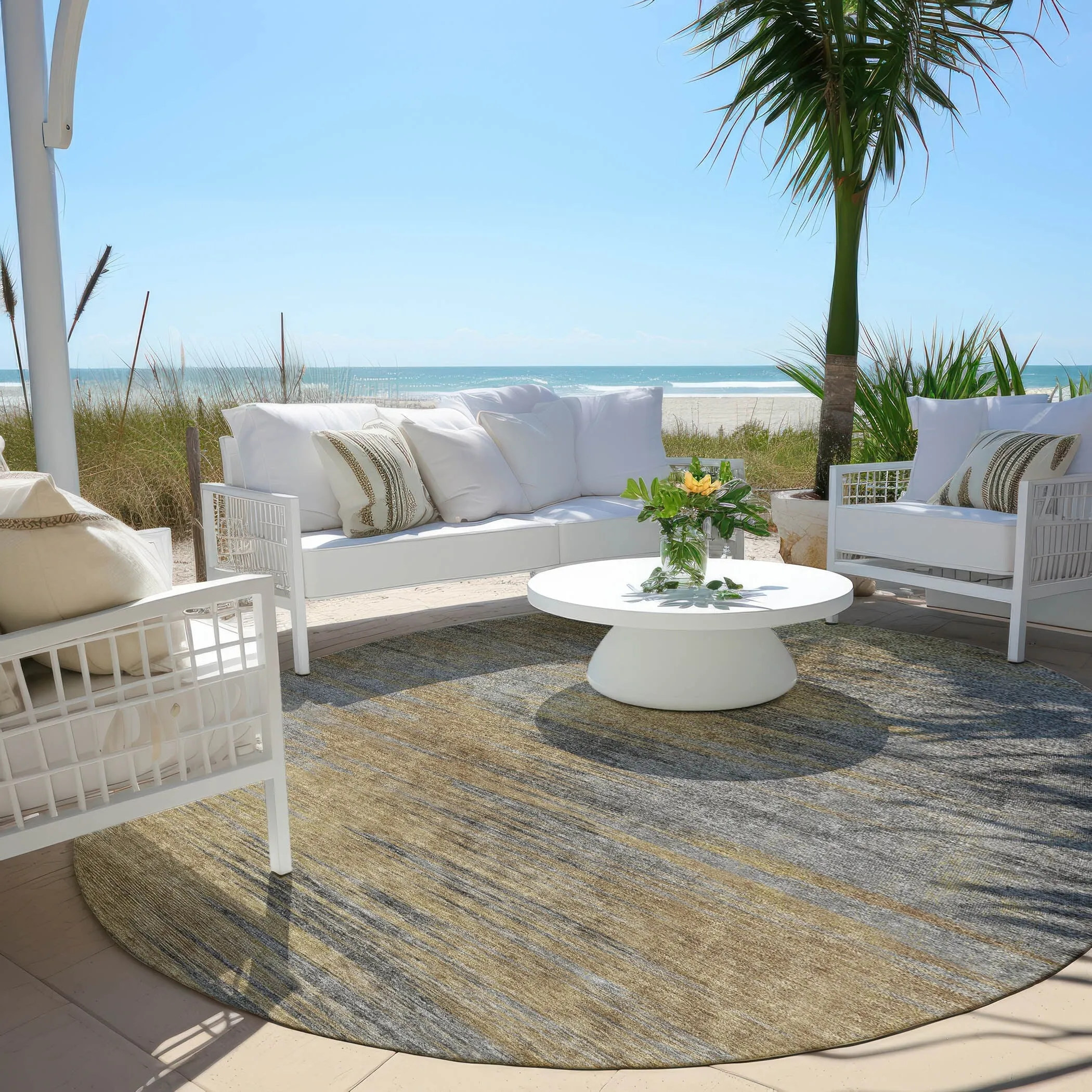 Machine Washable Indoor/ Outdoor Chantille Solid Ombre Rug