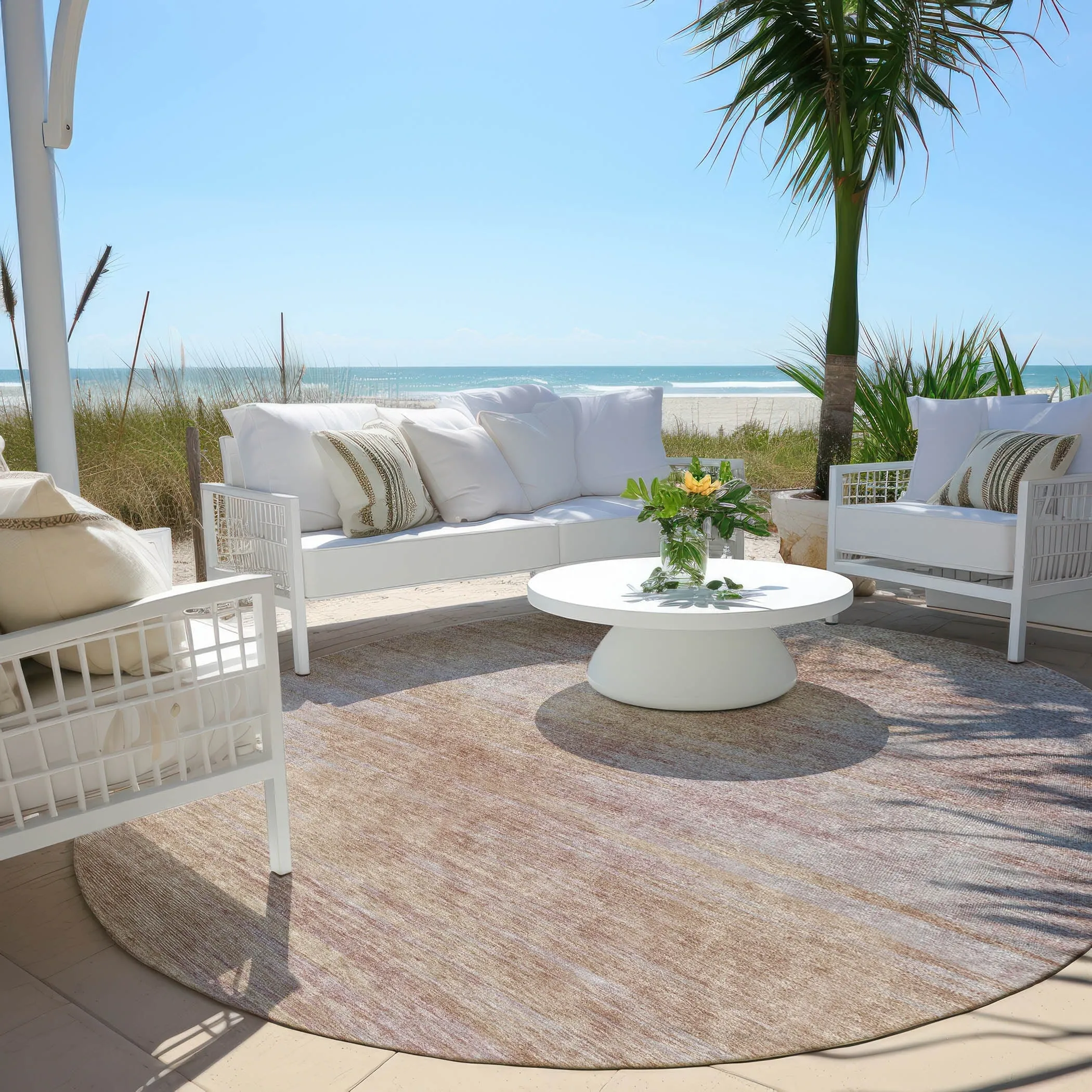Machine Washable Indoor/ Outdoor Chantille Solid Ombre Rug