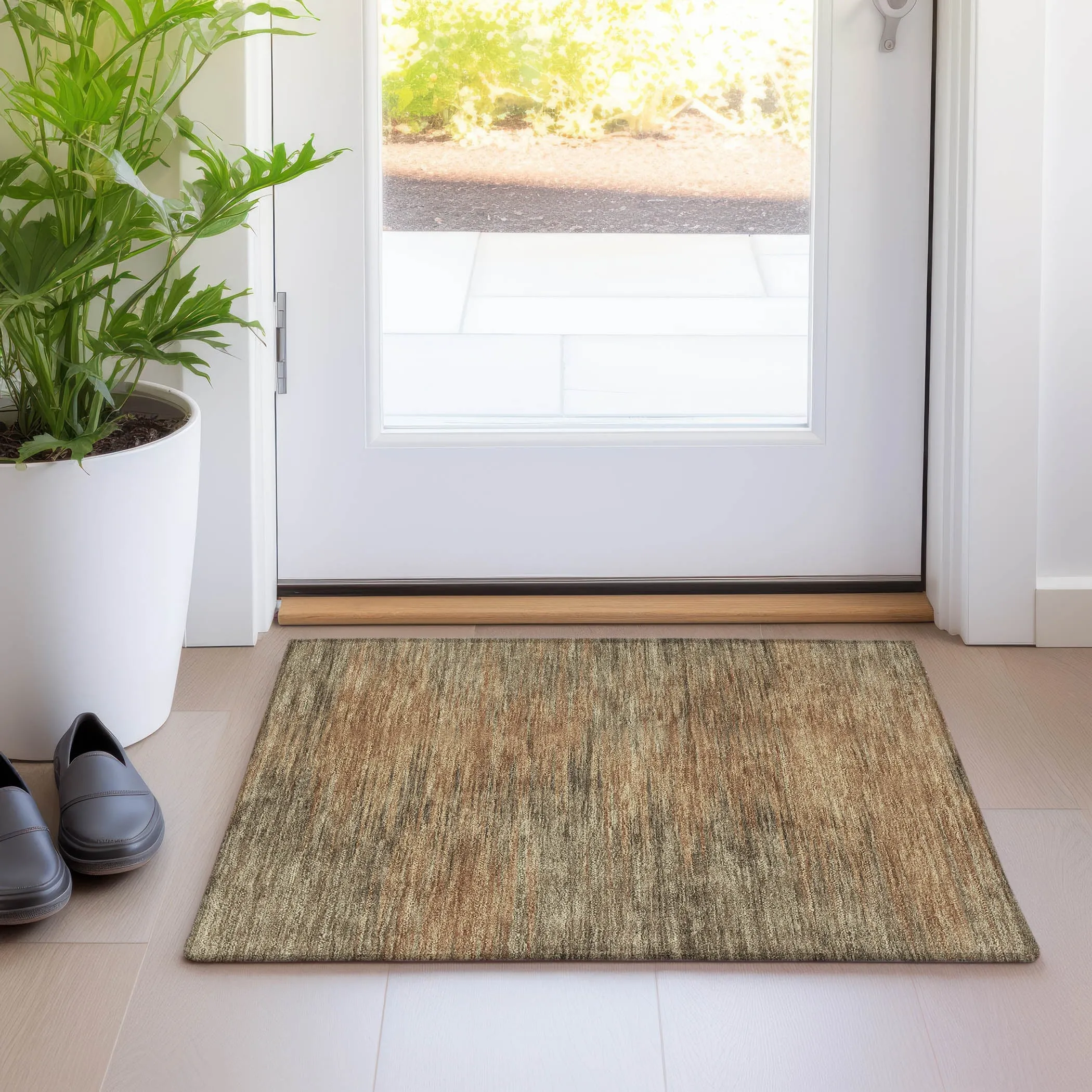 Machine Washable Indoor/ Outdoor Chantille Solid Ombre Rug