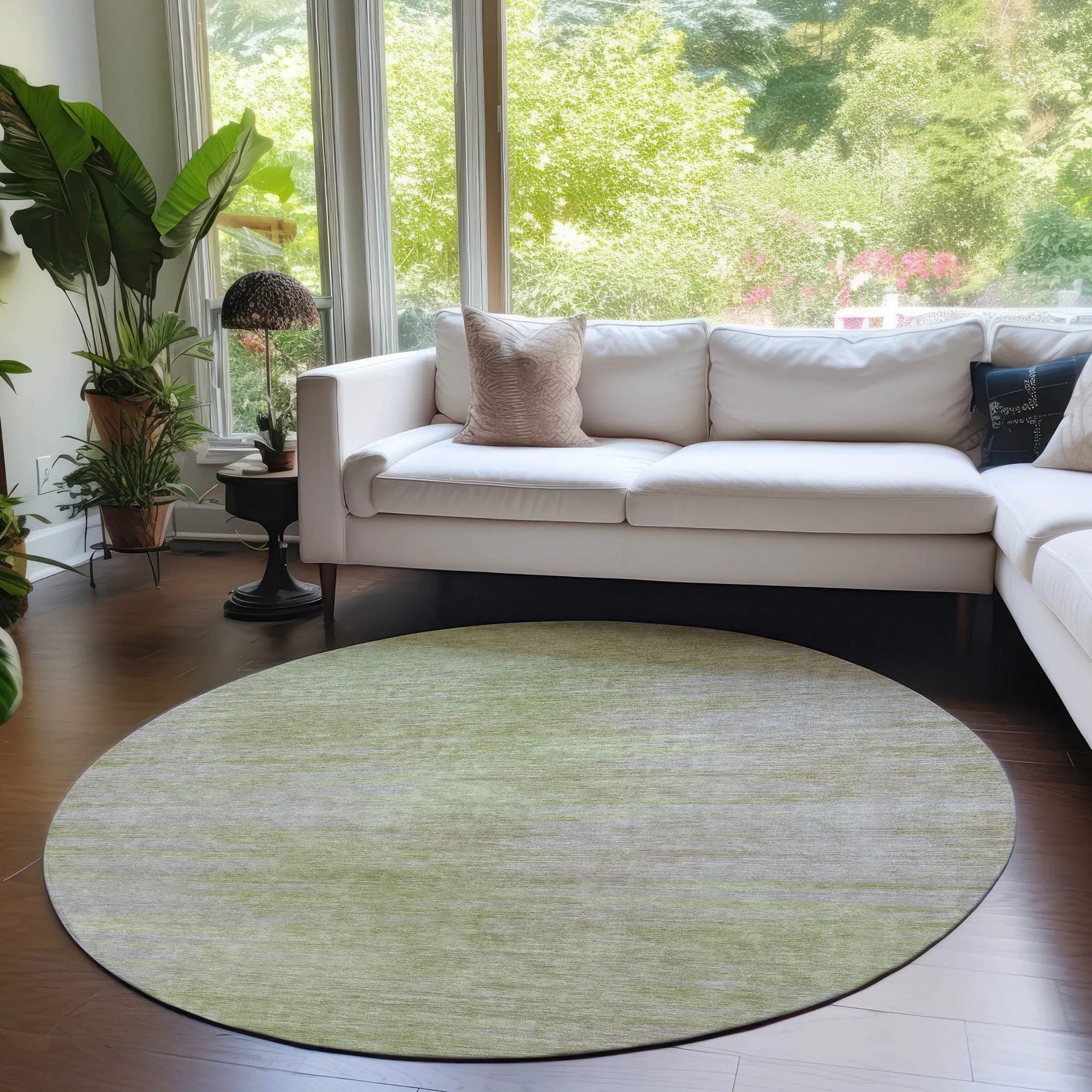 Machine Washable Indoor/ Outdoor Chantille Solid Ombre Rug
