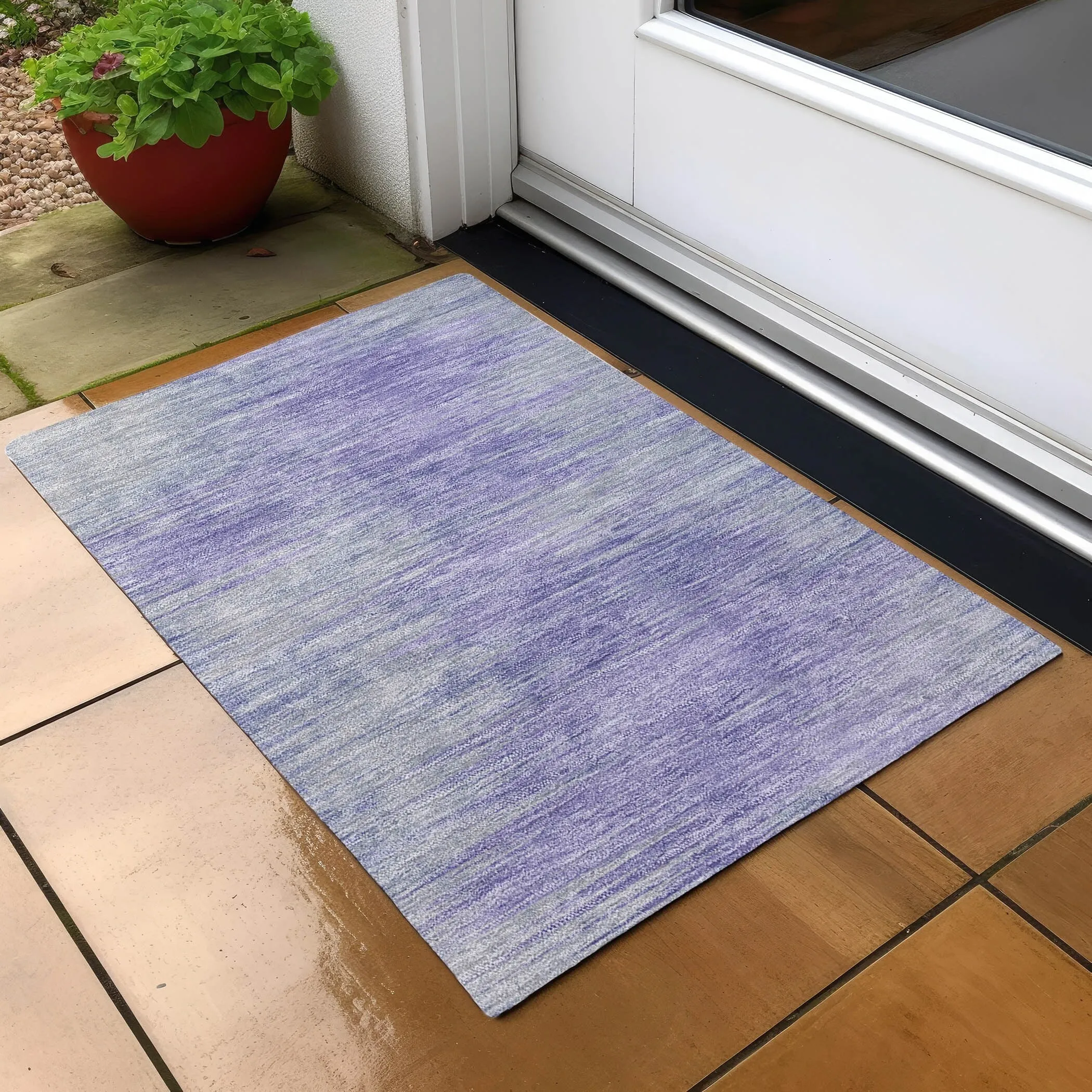 Machine Washable Indoor/ Outdoor Chantille Solid Ombre Rug