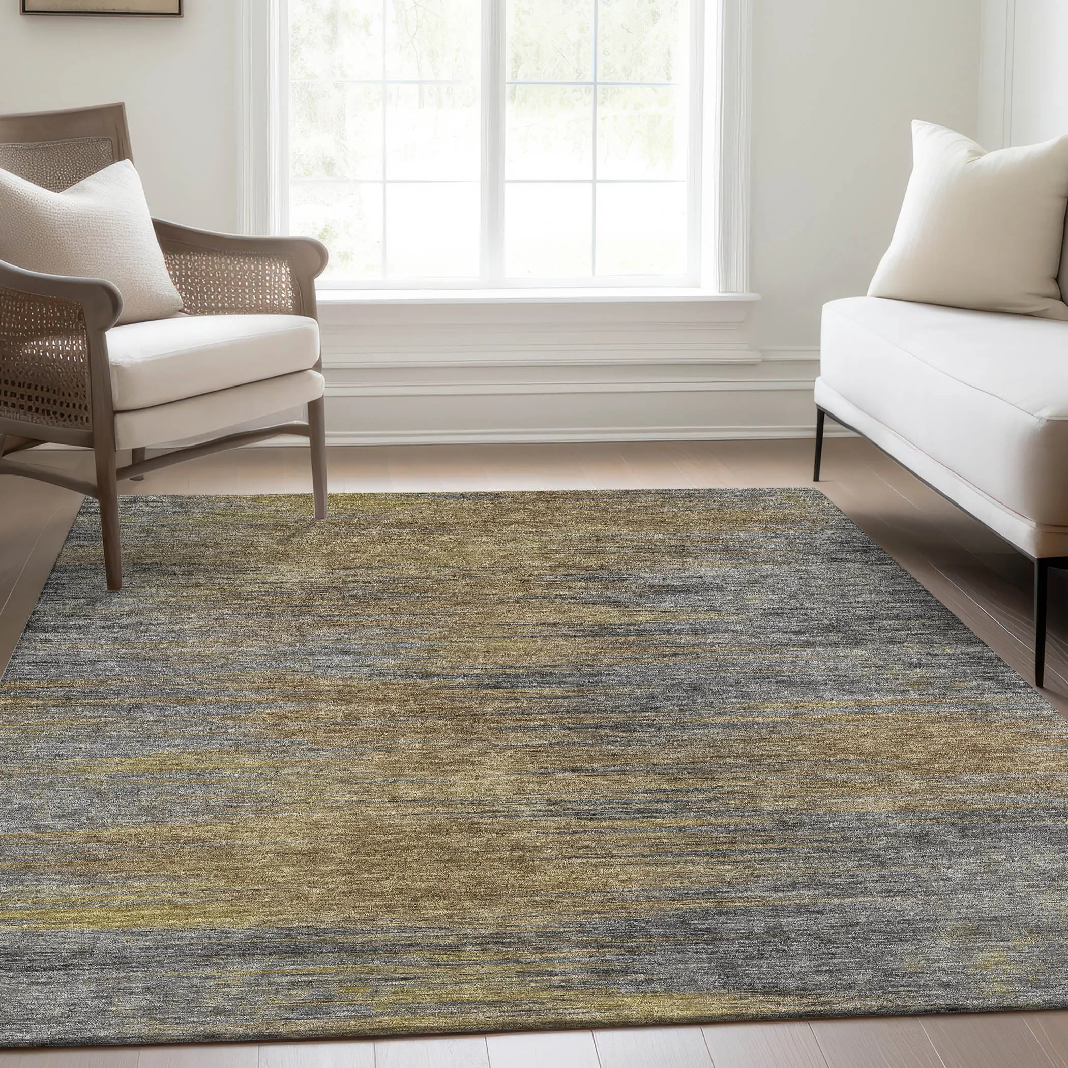 Machine Washable Indoor/ Outdoor Chantille Solid Ombre Rug