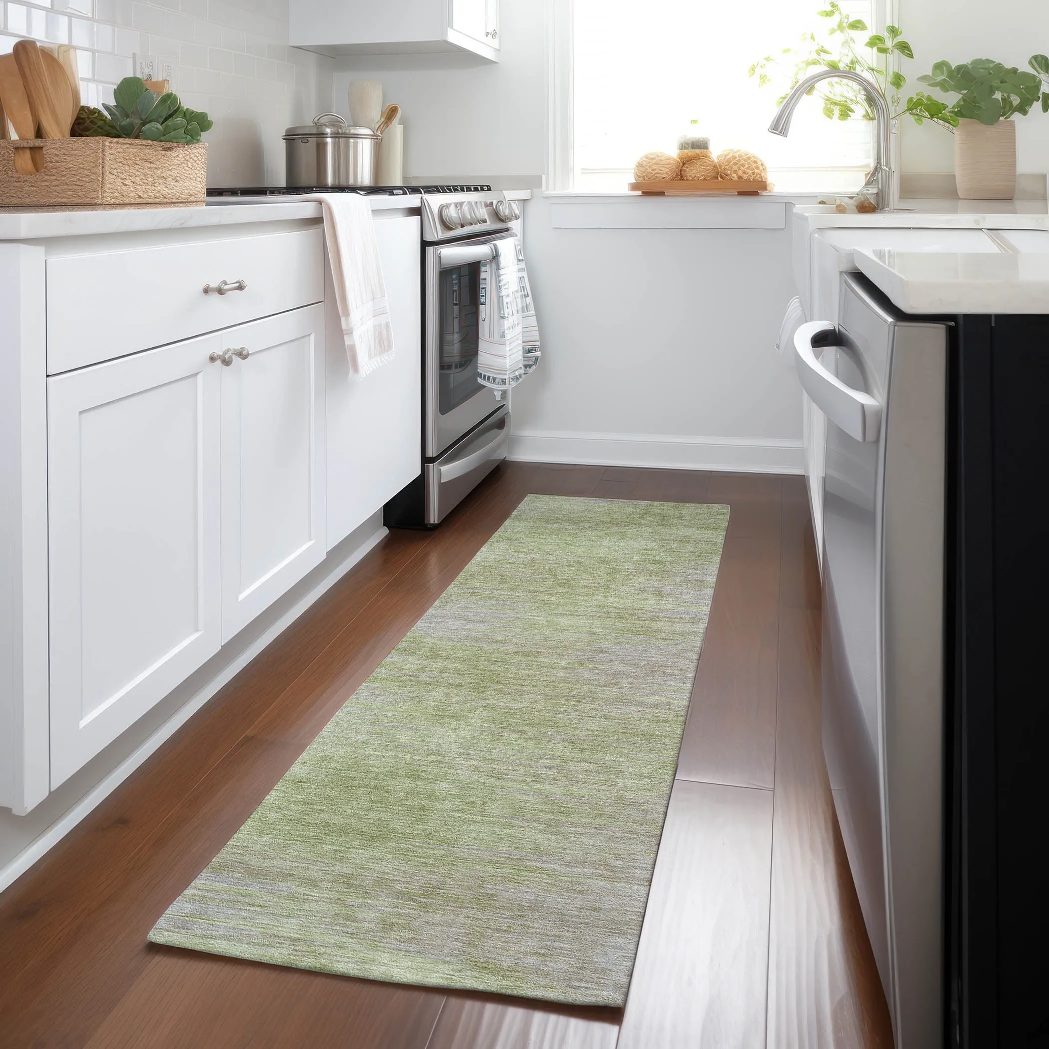 Machine Washable Indoor/ Outdoor Chantille Solid Ombre Rug