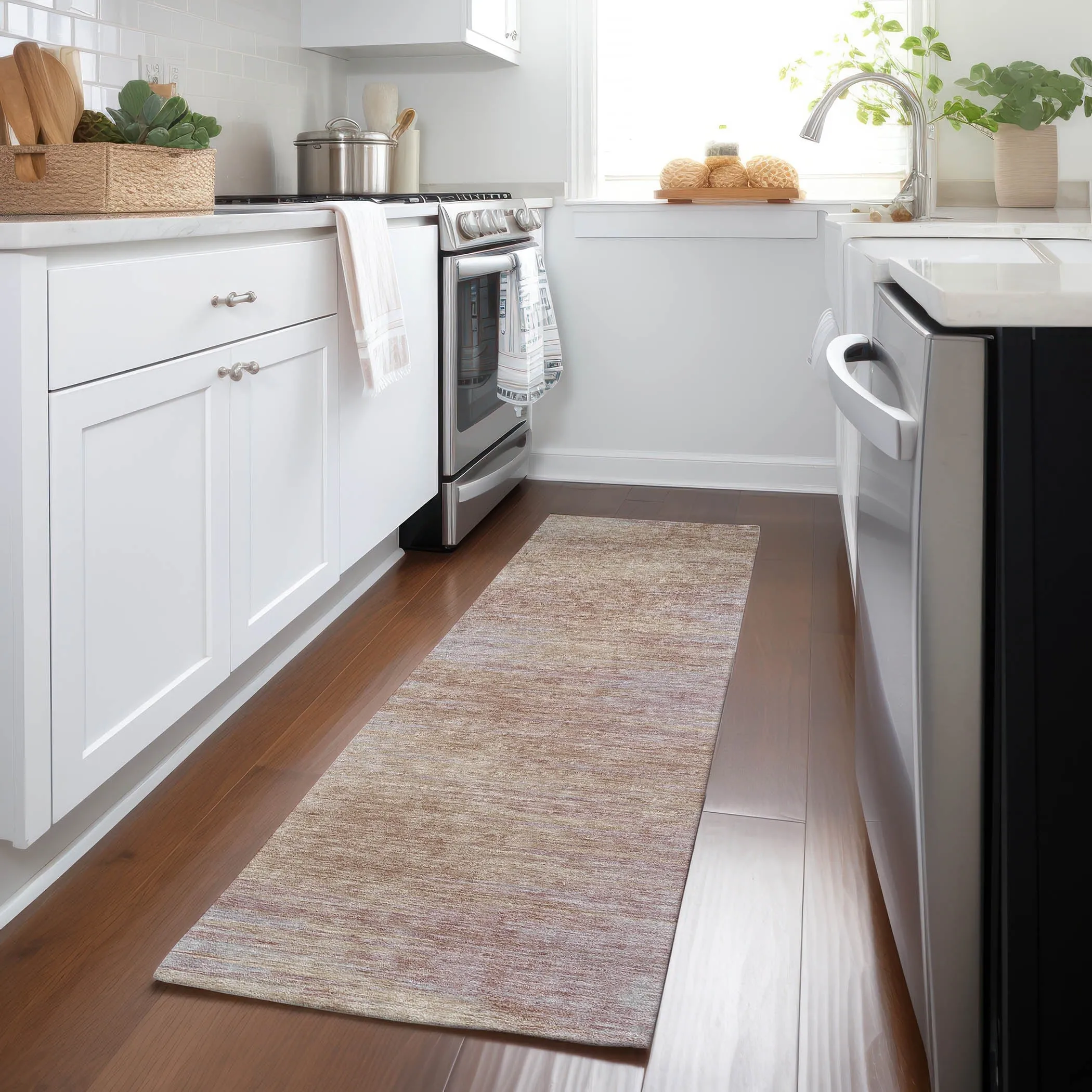 Machine Washable Indoor/ Outdoor Chantille Solid Ombre Rug