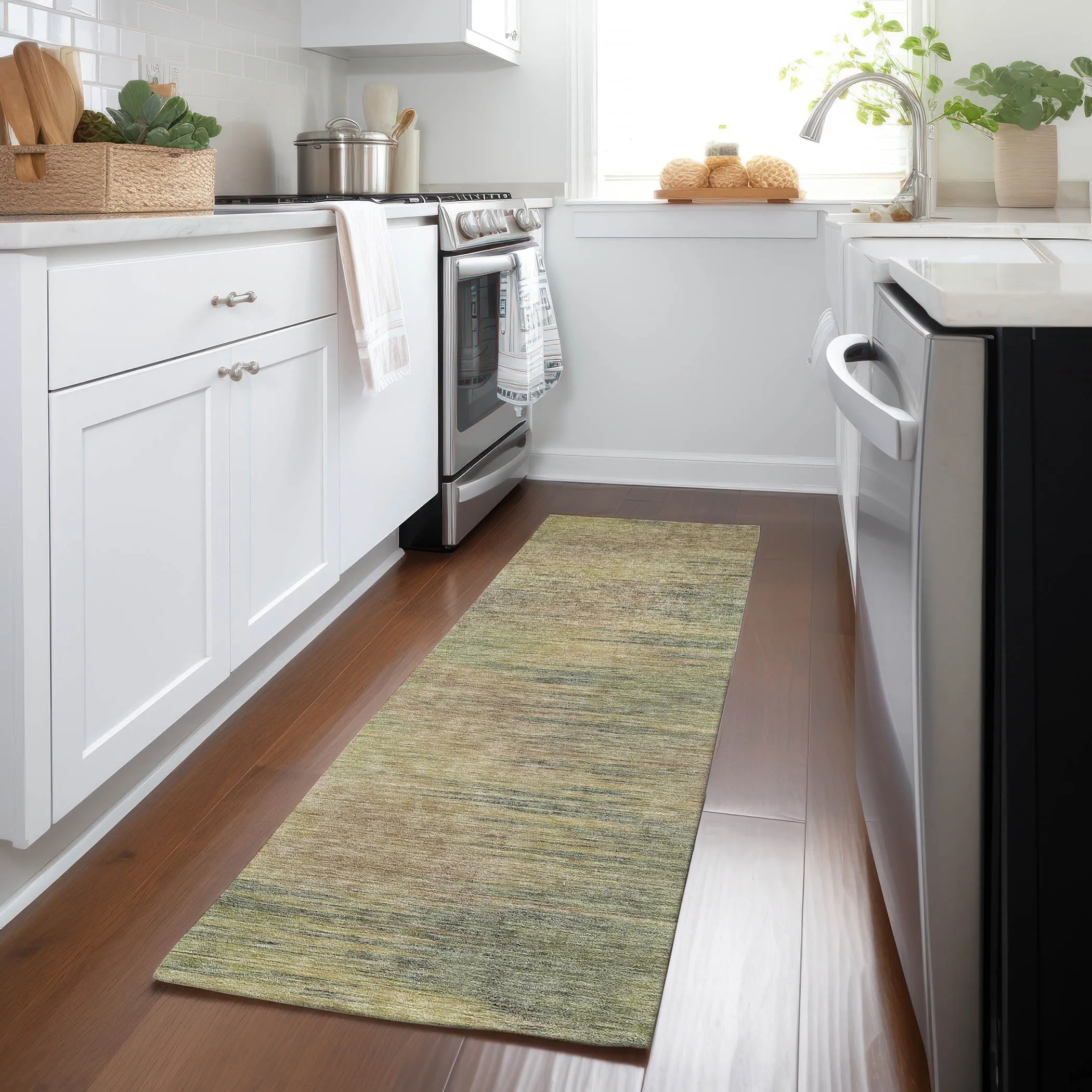 Machine Washable Indoor/ Outdoor Chantille Solid Ombre Rug