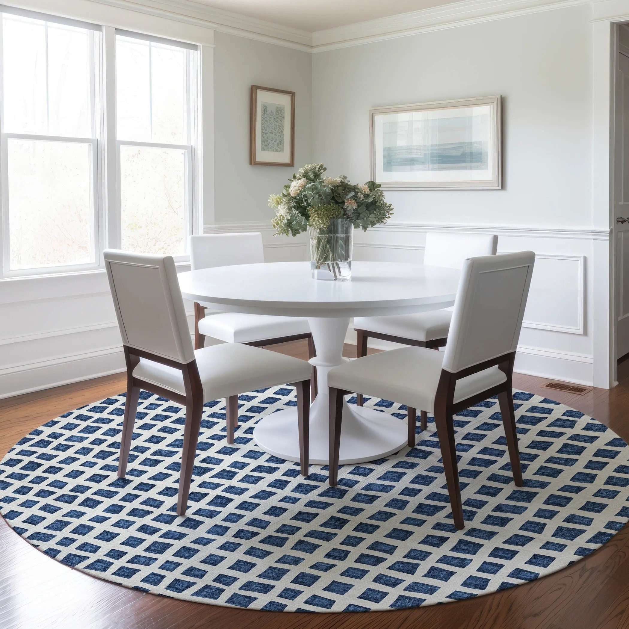 Machine Washable Indoor/ Outdoor Chantille Squared Rug