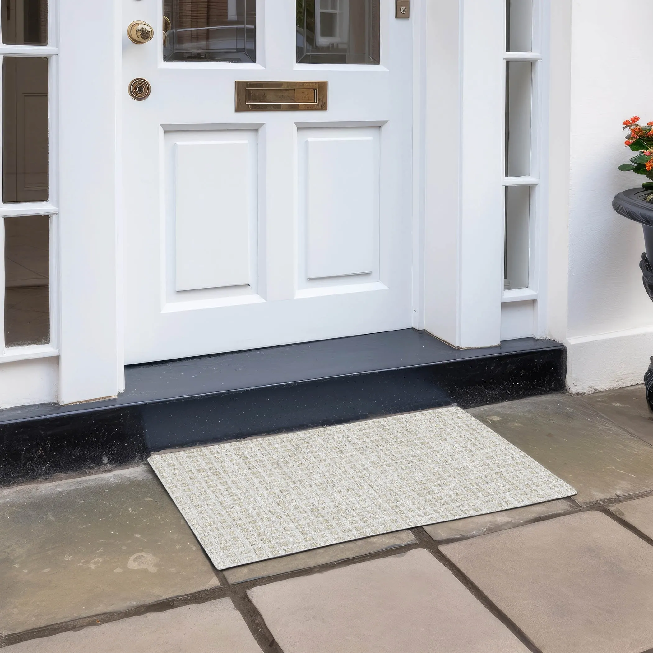 Machine Washable Indoor/ Outdoor Chantille Squared Rug