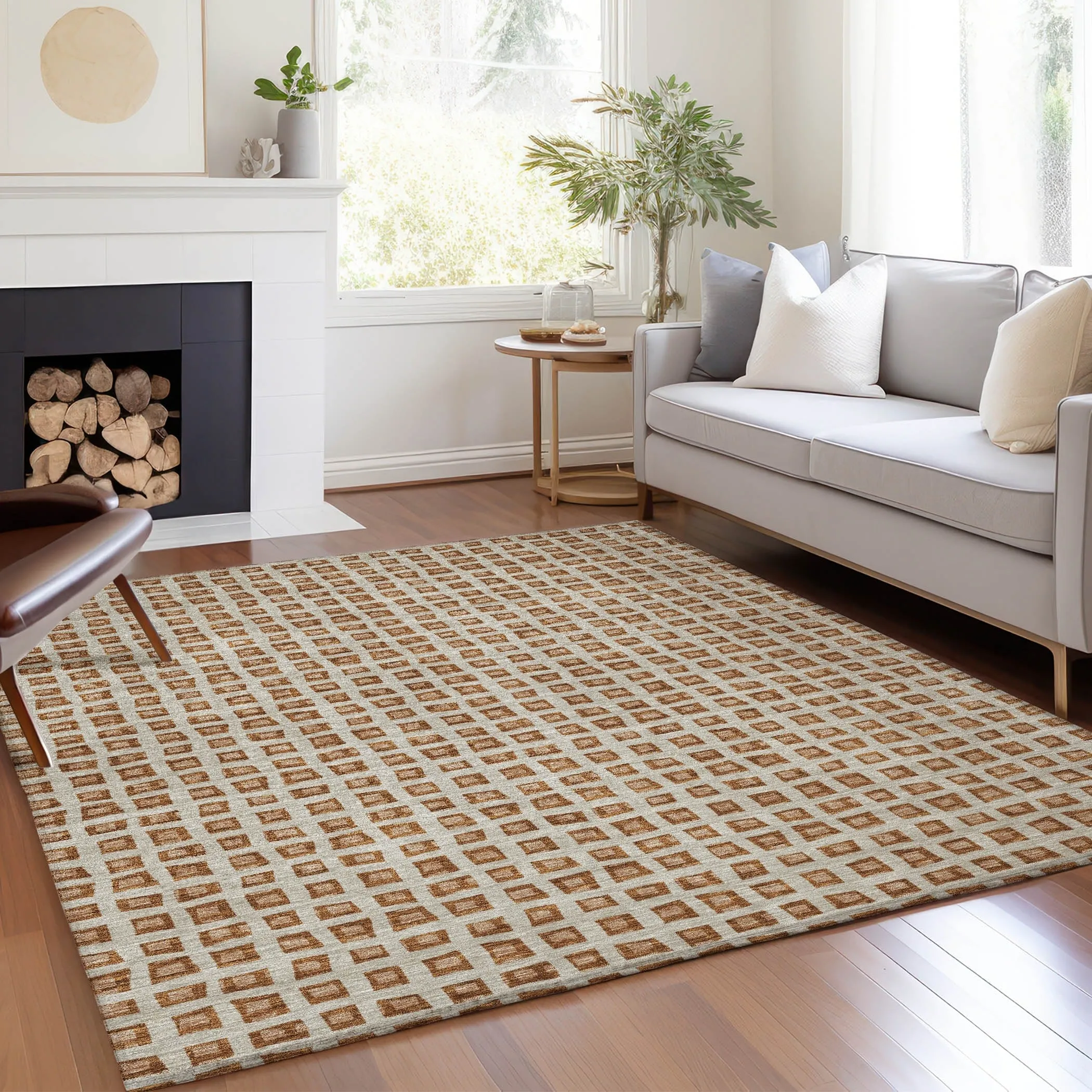 Machine Washable Indoor/ Outdoor Chantille Squared Rug