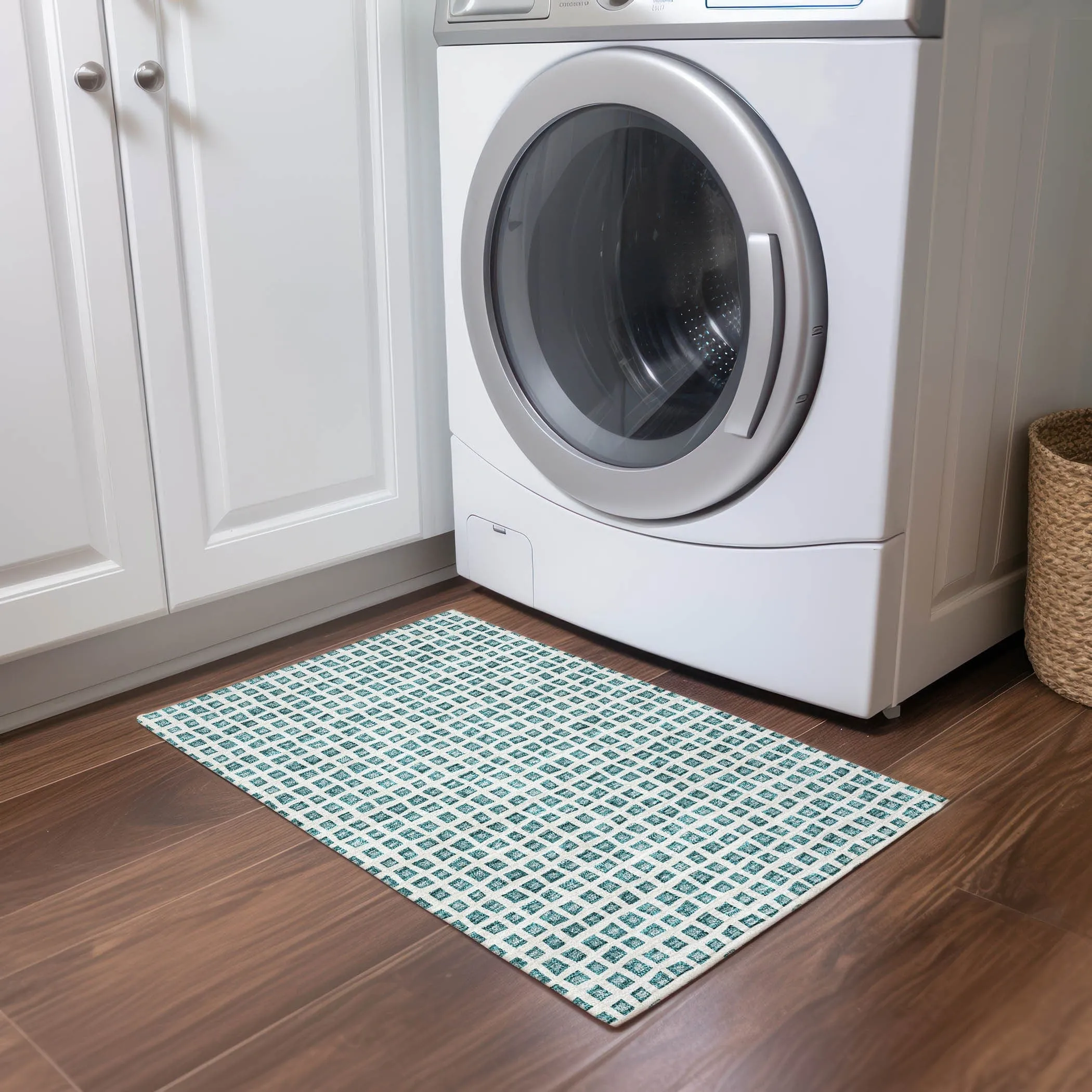Machine Washable Indoor/ Outdoor Chantille Squared Rug