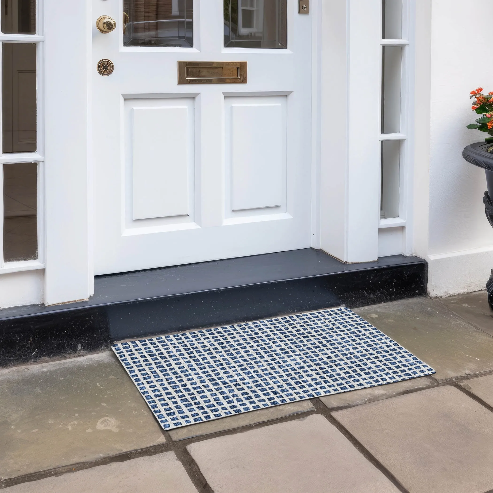 Machine Washable Indoor/ Outdoor Chantille Squared Rug