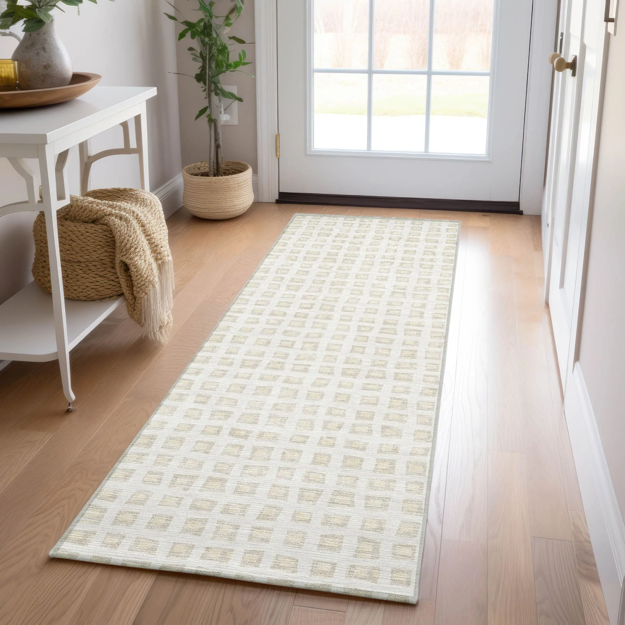 Machine Washable Indoor/ Outdoor Chantille Squared Rug