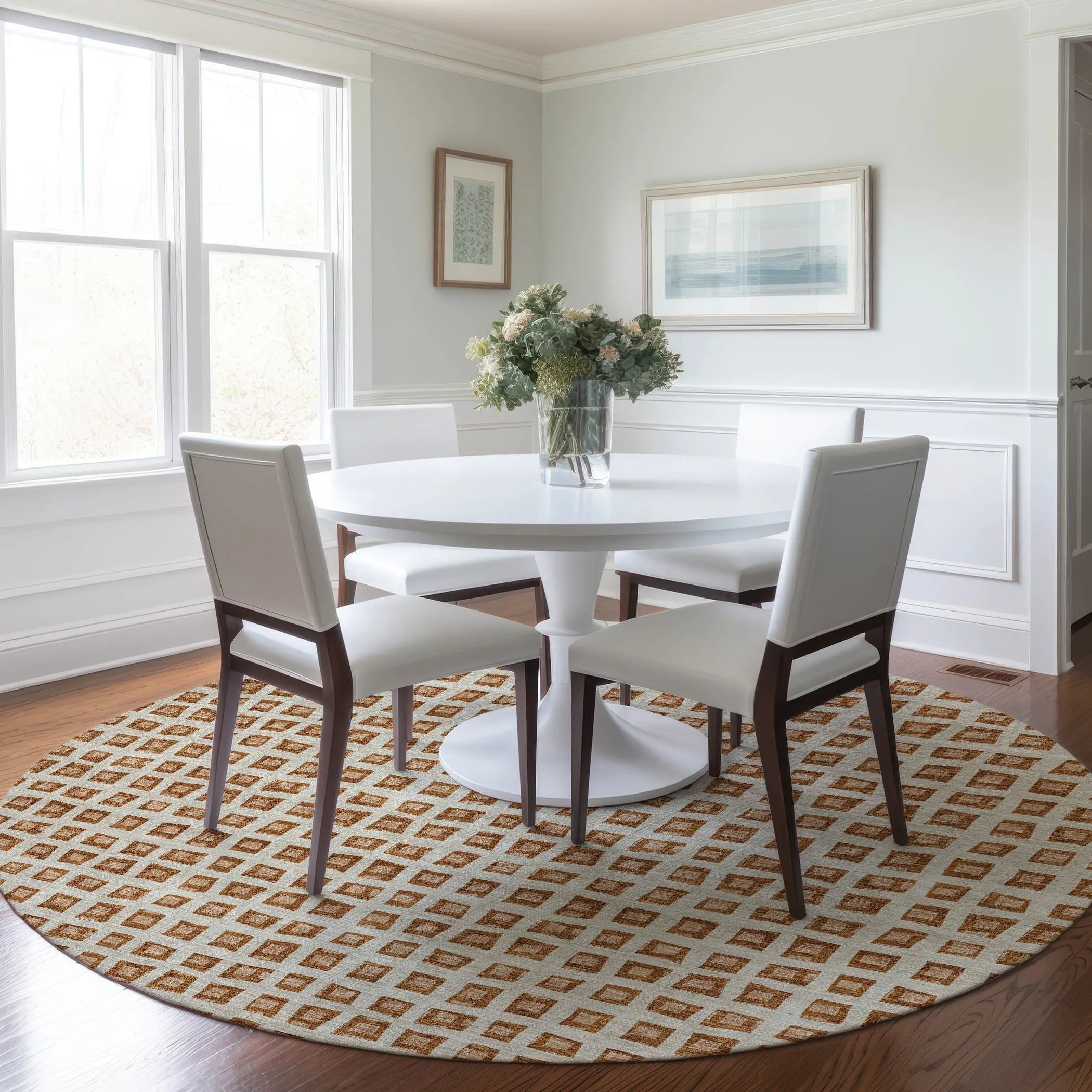 Machine Washable Indoor/ Outdoor Chantille Squared Rug