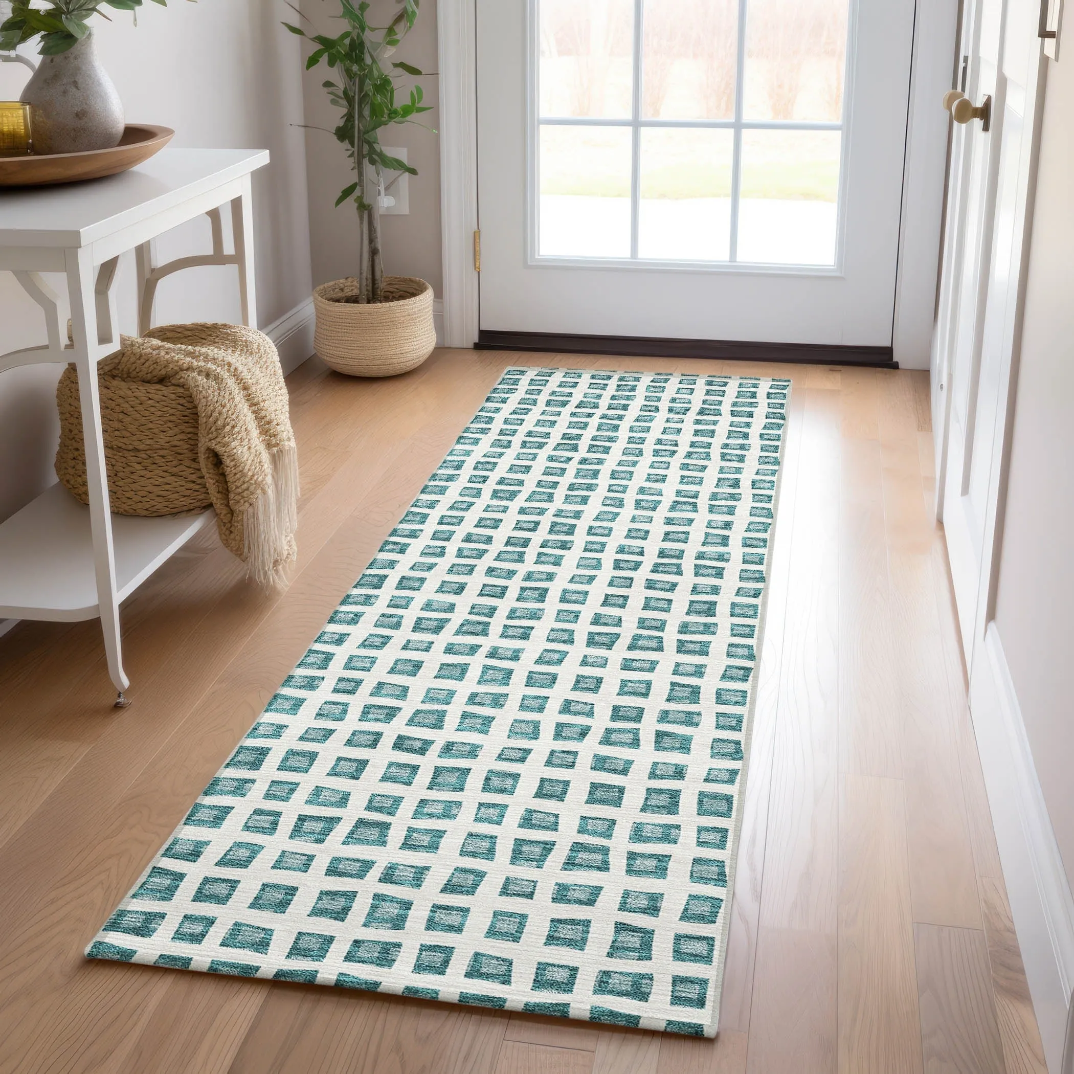 Machine Washable Indoor/ Outdoor Chantille Squared Rug