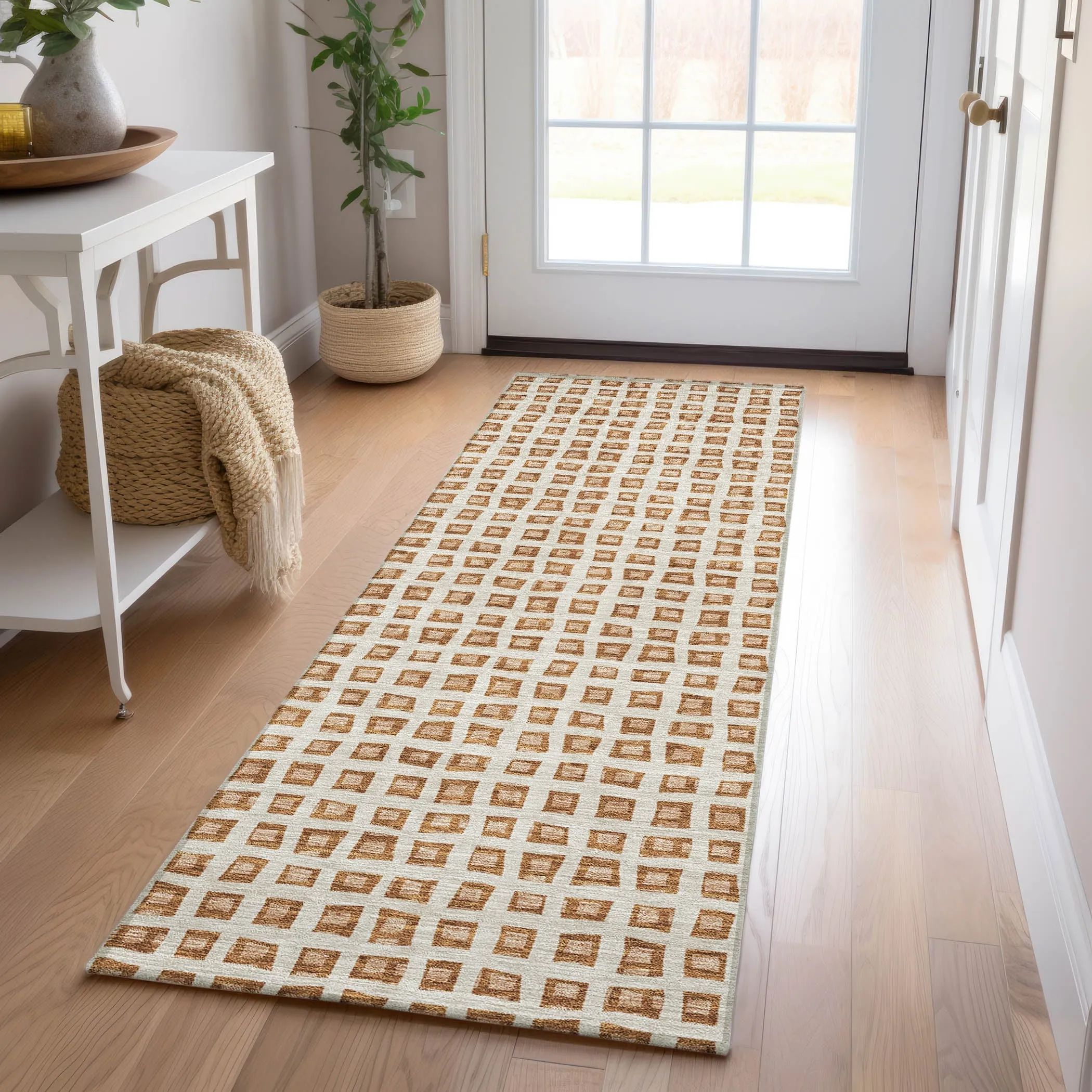 Machine Washable Indoor/ Outdoor Chantille Squared Rug