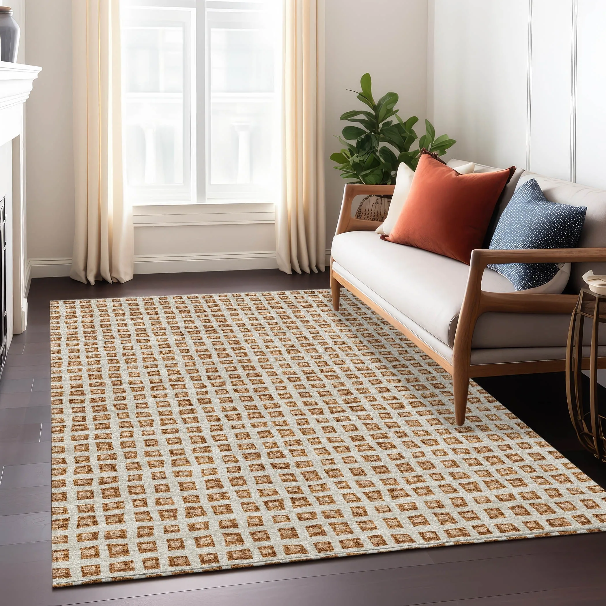 Machine Washable Indoor/ Outdoor Chantille Squared Rug