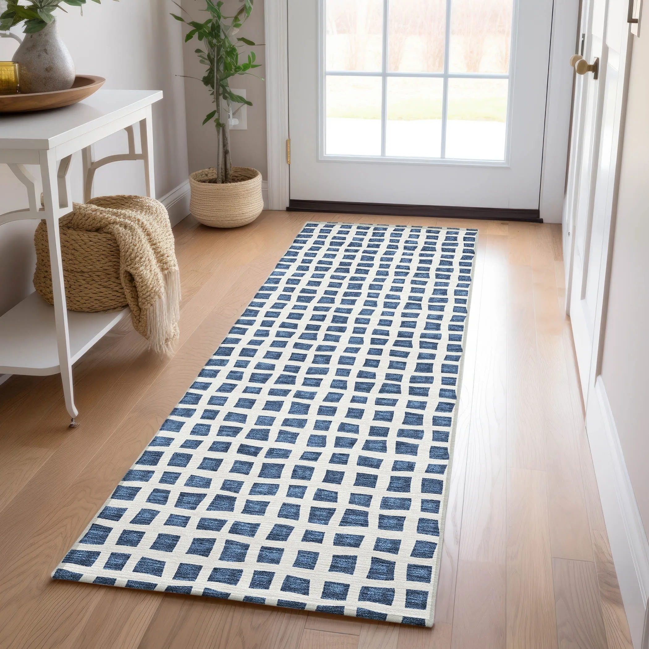 Machine Washable Indoor/ Outdoor Chantille Squared Rug