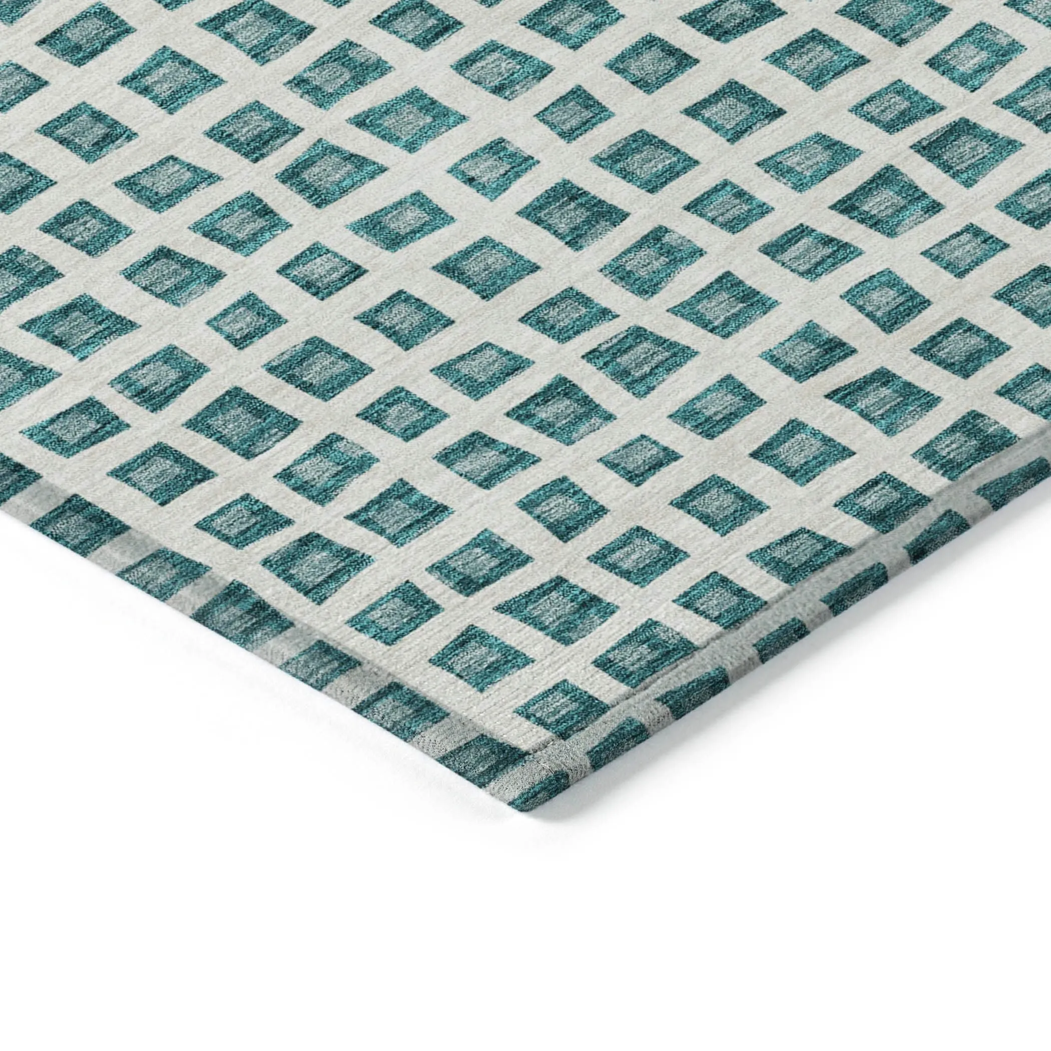 Machine Washable Indoor/ Outdoor Chantille Squared Rug