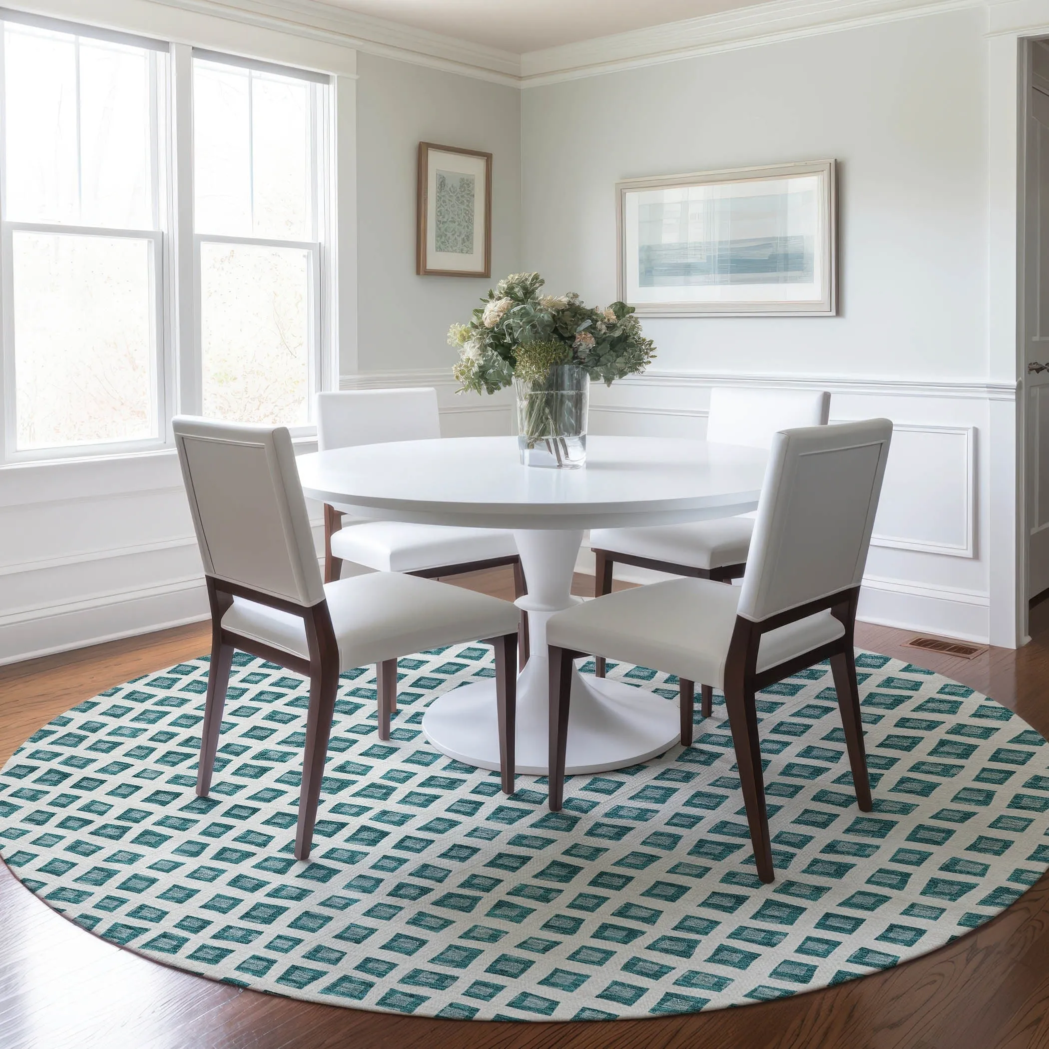 Machine Washable Indoor/ Outdoor Chantille Squared Rug