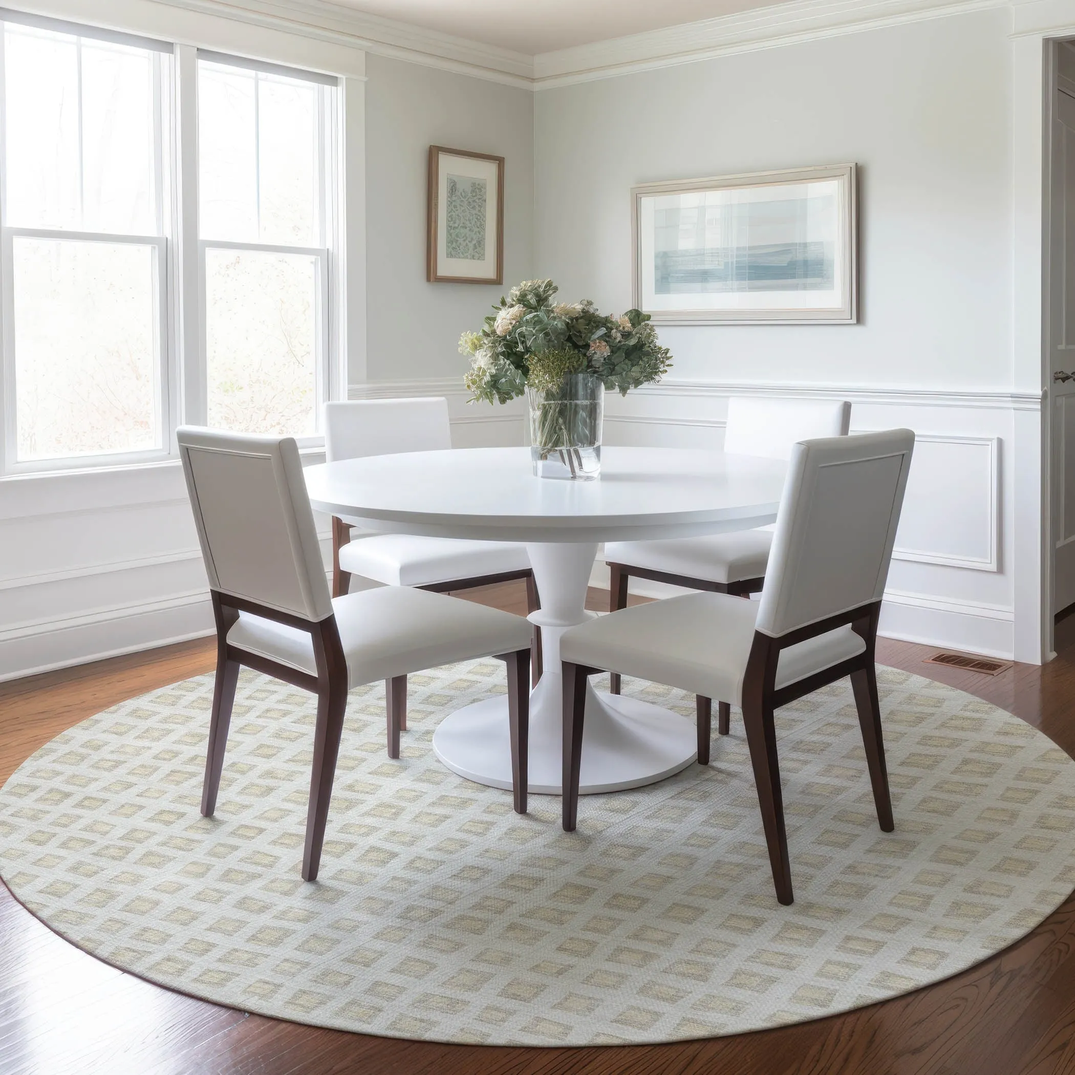 Machine Washable Indoor/ Outdoor Chantille Squared Rug