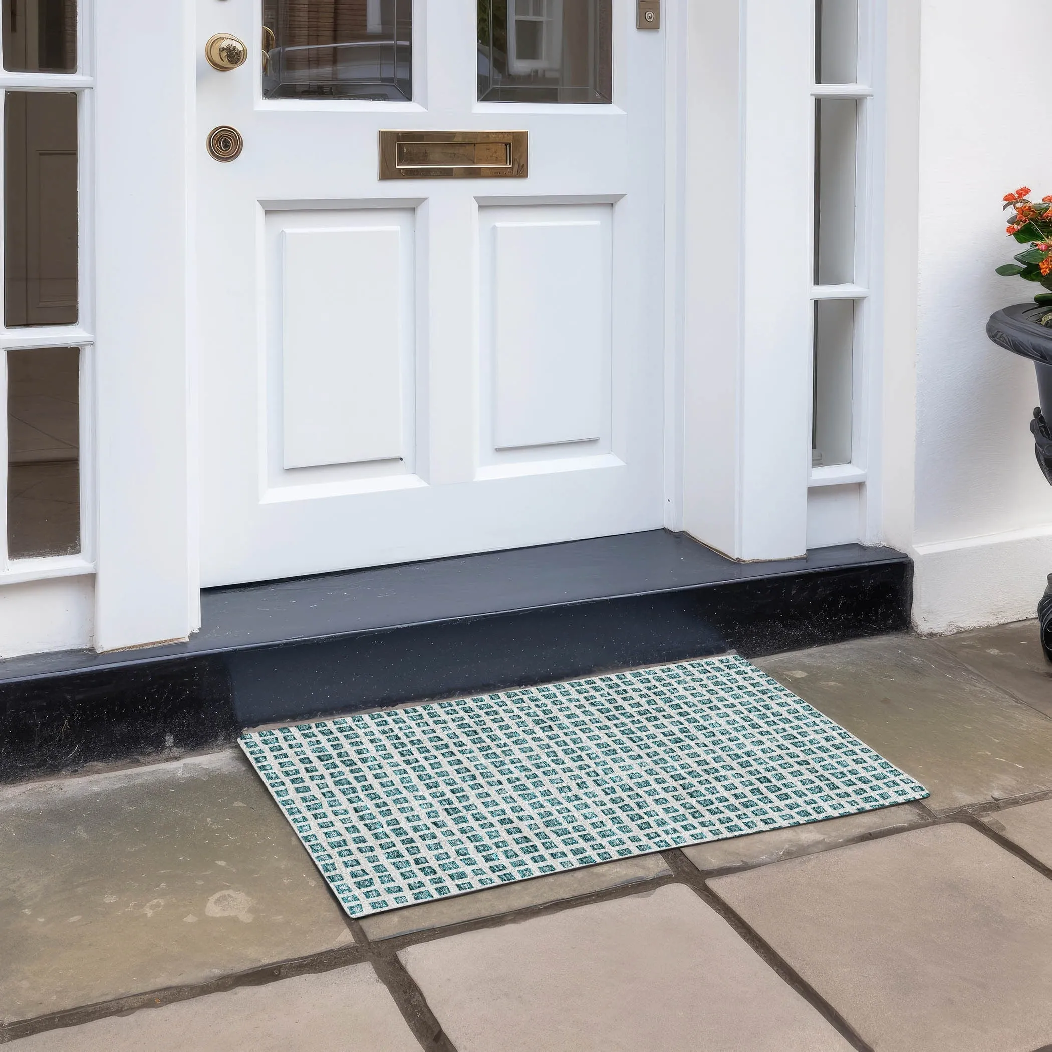 Machine Washable Indoor/ Outdoor Chantille Squared Rug