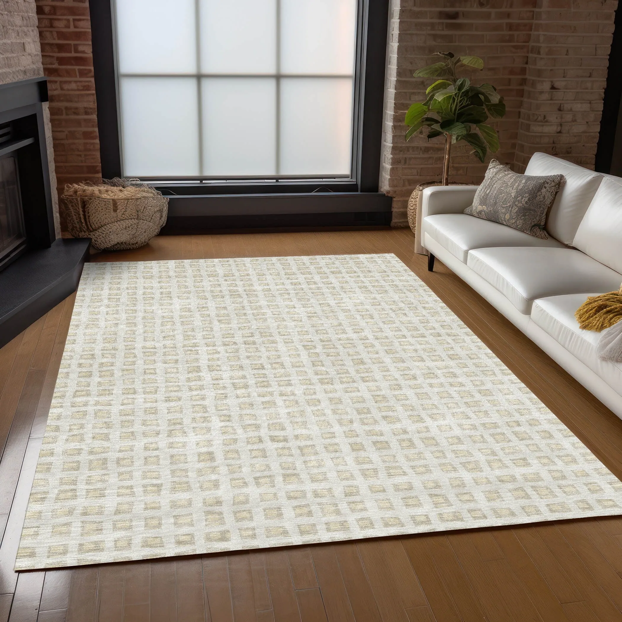 Machine Washable Indoor/ Outdoor Chantille Squared Rug