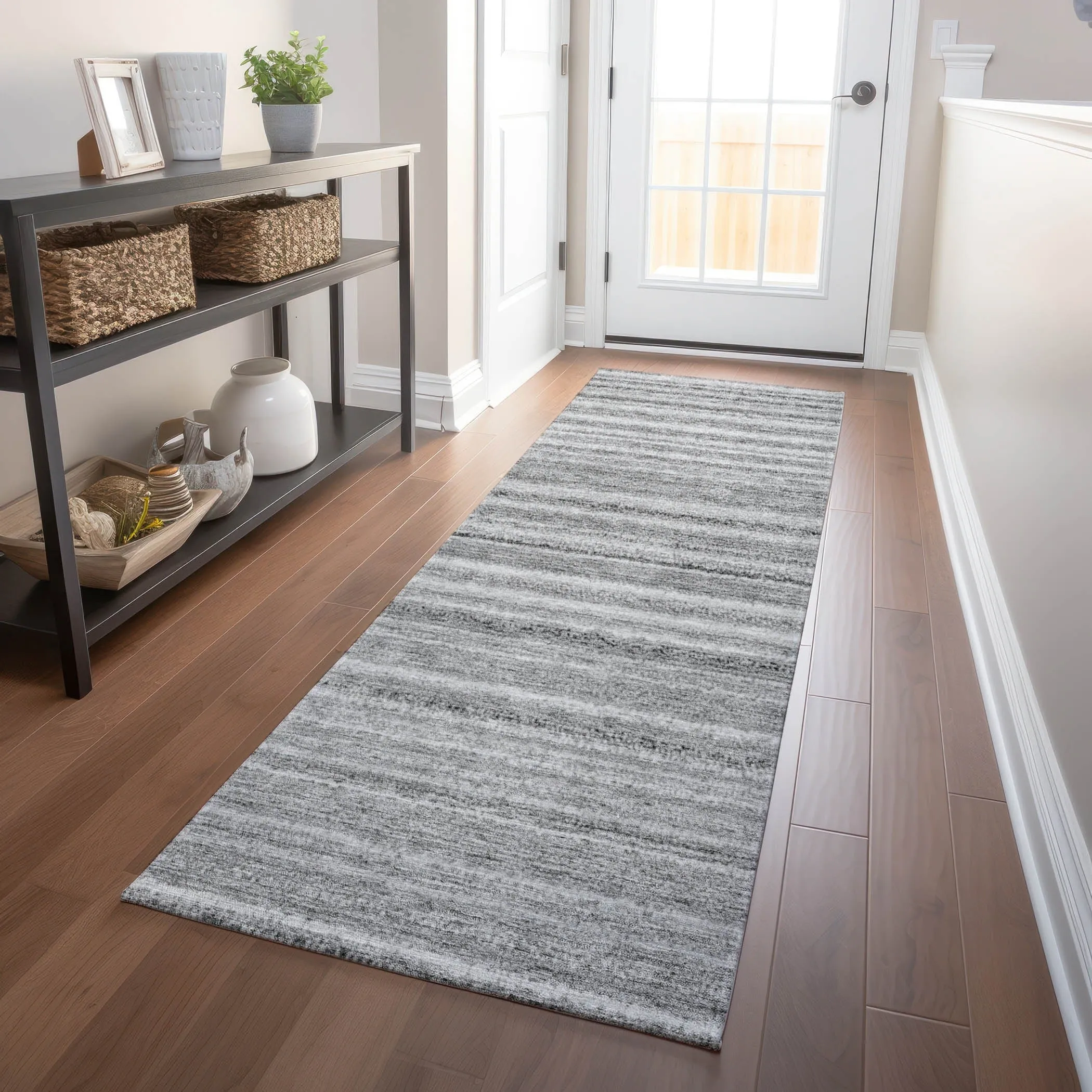Machine Washable Indoor/ Outdoor Chantille Stripes Rug