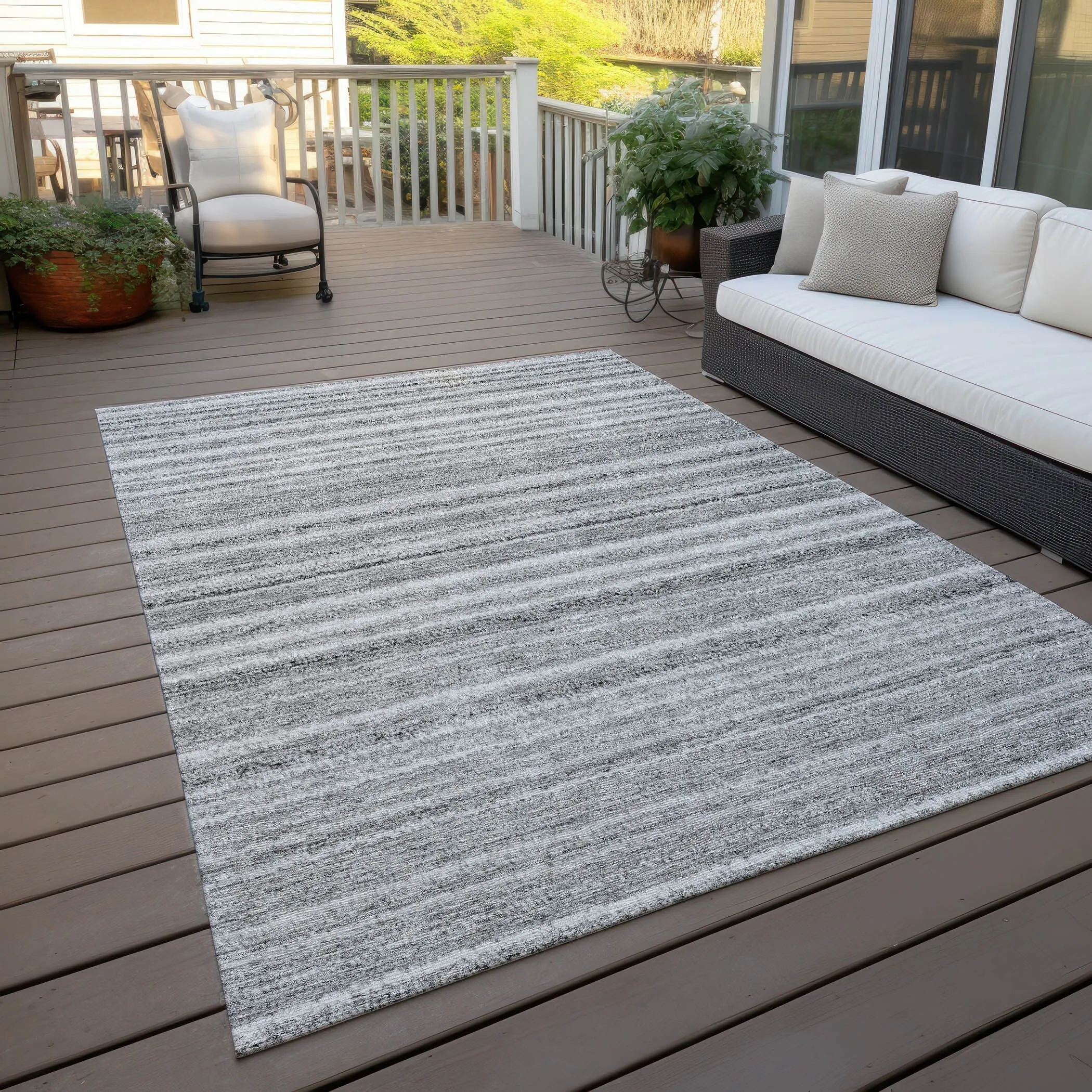 Machine Washable Indoor/ Outdoor Chantille Stripes Rug