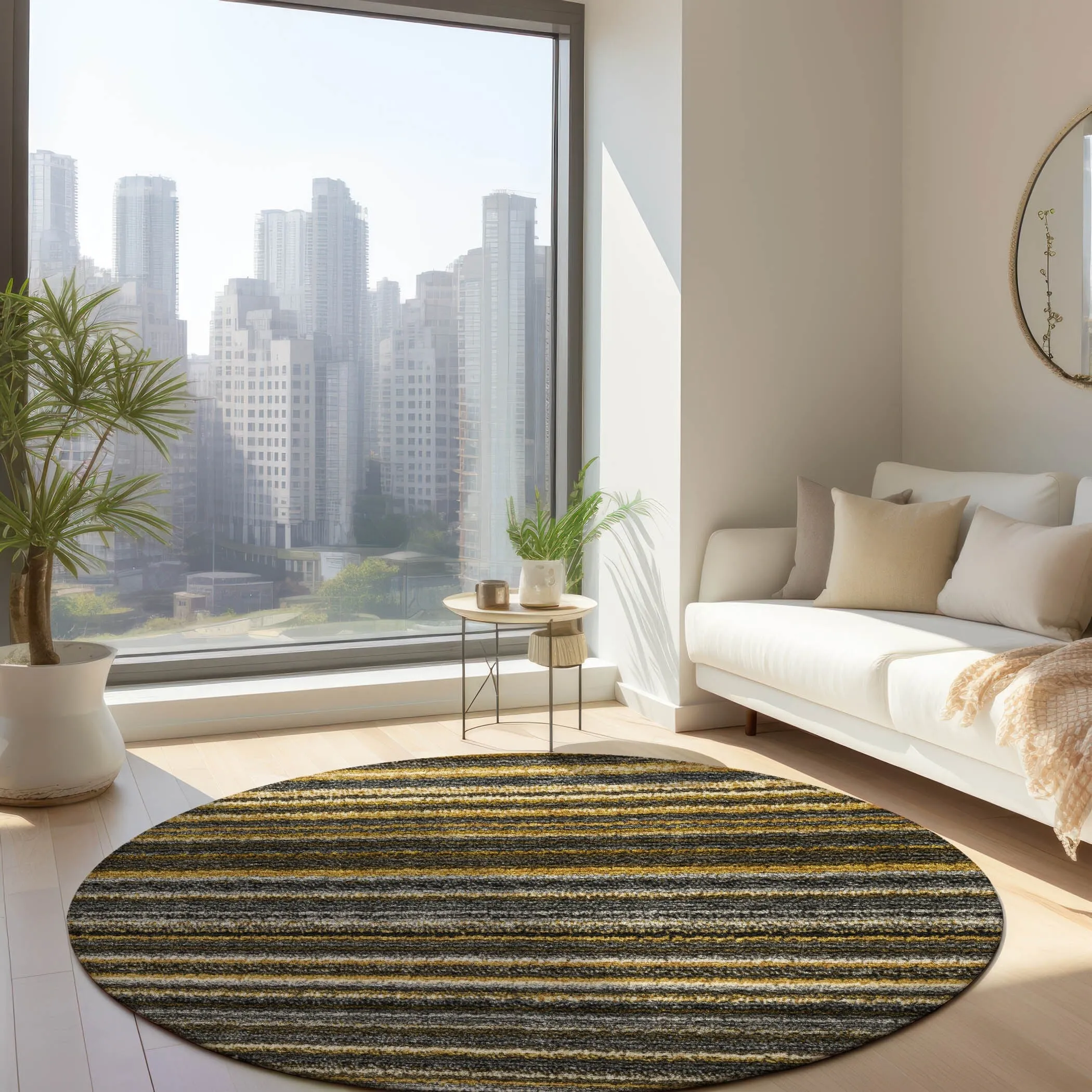 Machine Washable Indoor/ Outdoor Chantille Stripes Rug