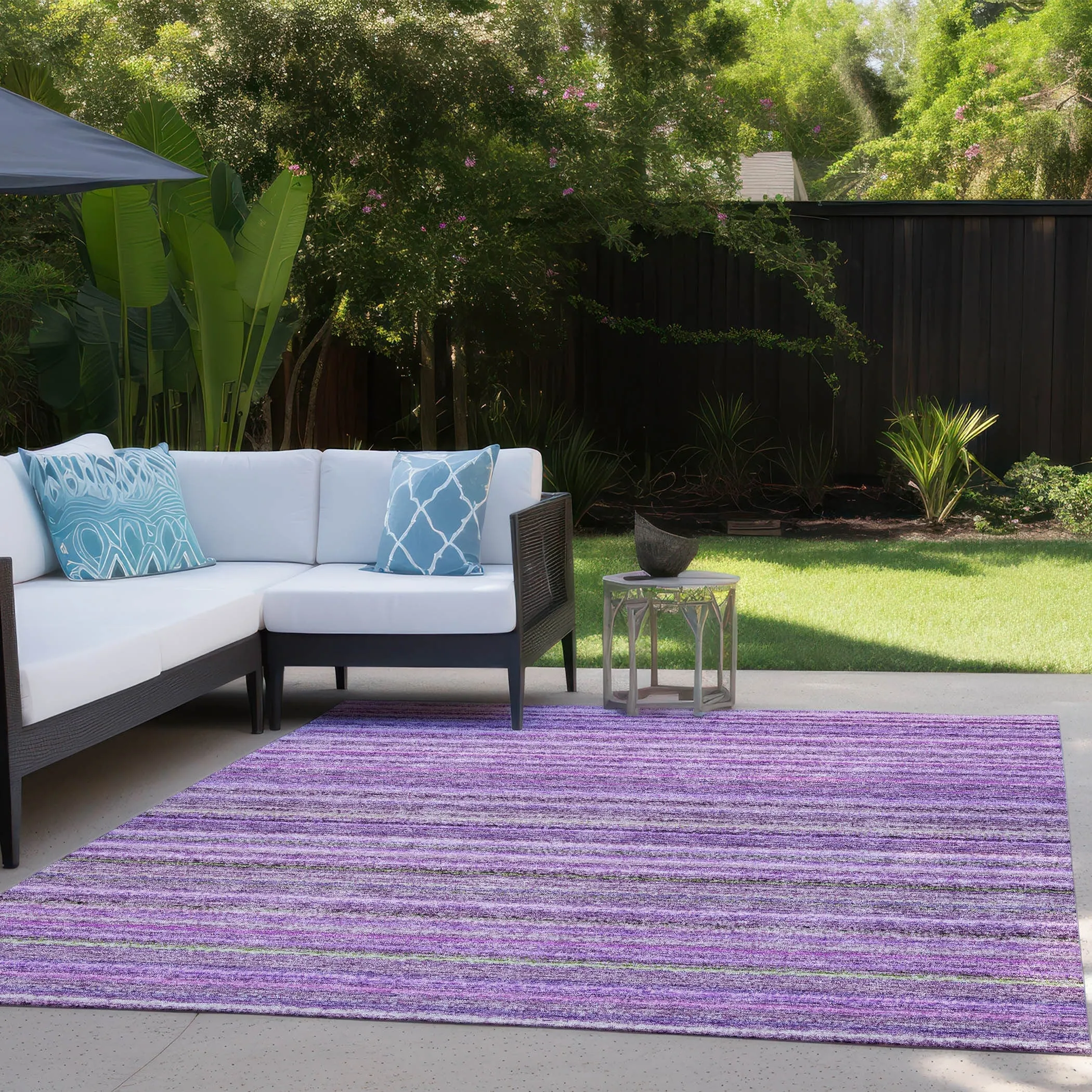 Machine Washable Indoor/ Outdoor Chantille Stripes Rug