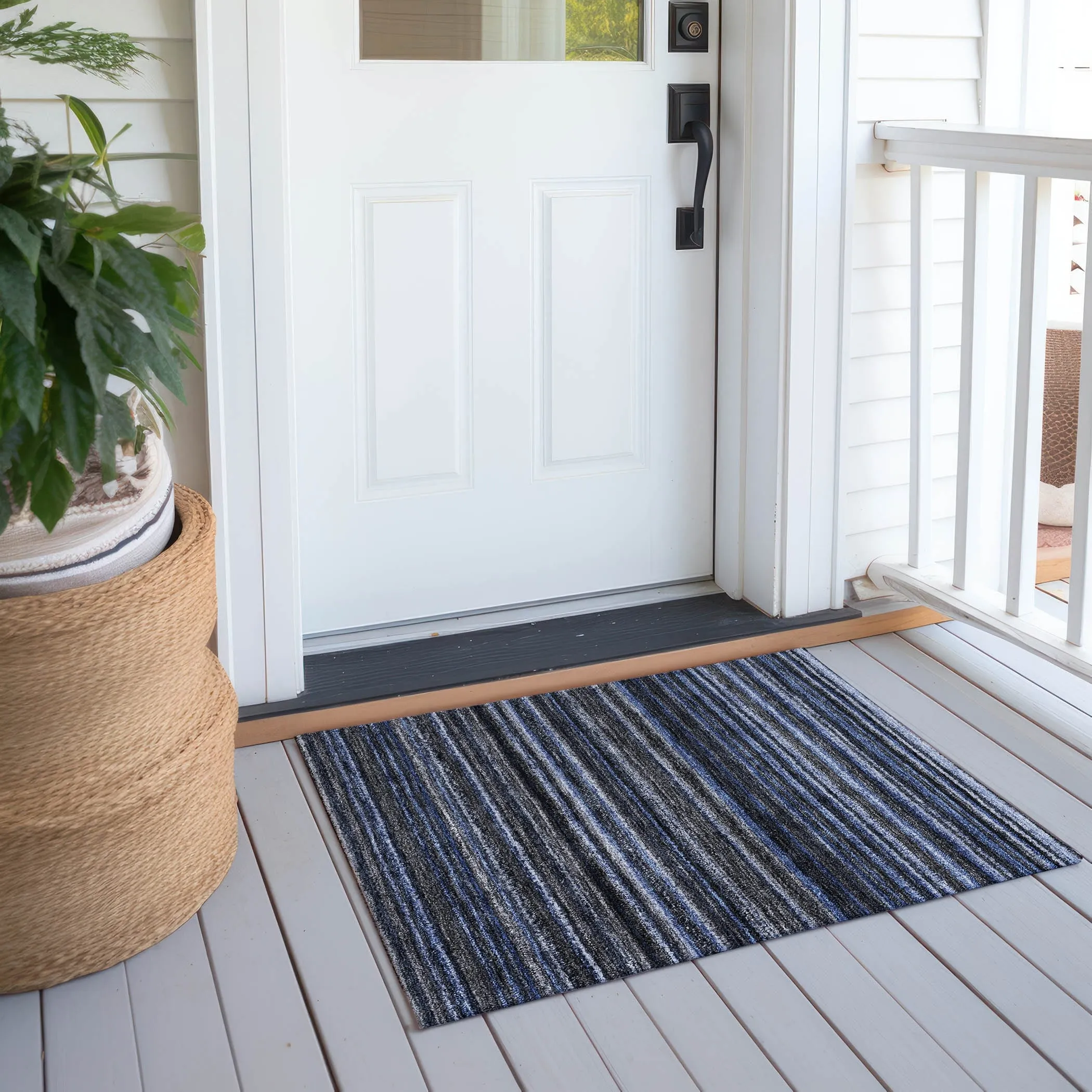Machine Washable Indoor/ Outdoor Chantille Stripes Rug