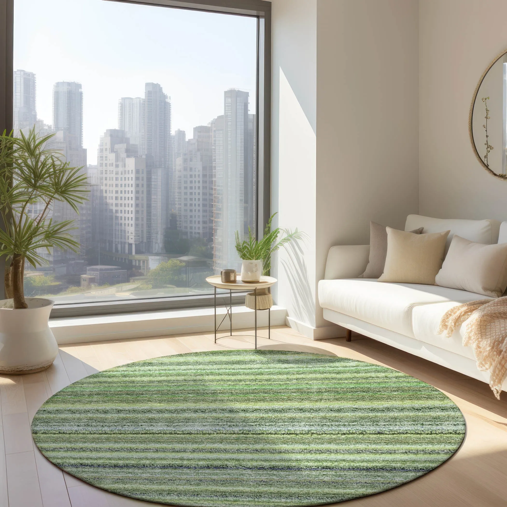 Machine Washable Indoor/ Outdoor Chantille Stripes Rug