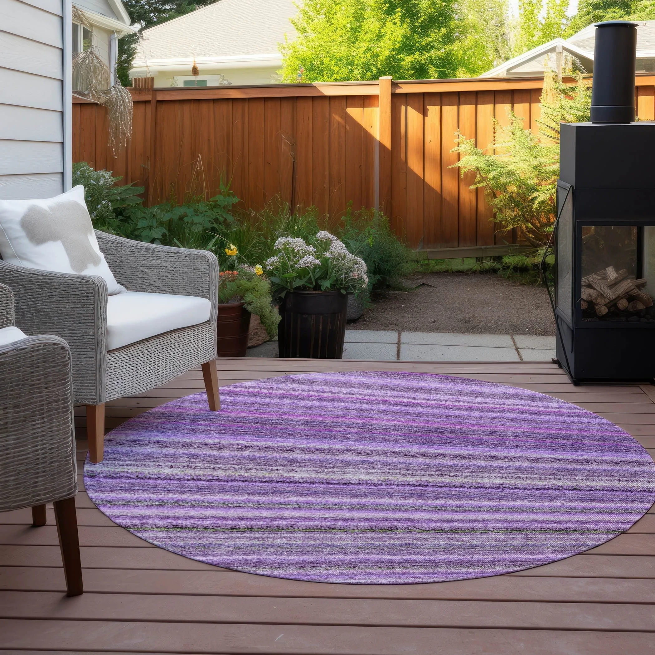 Machine Washable Indoor/ Outdoor Chantille Stripes Rug
