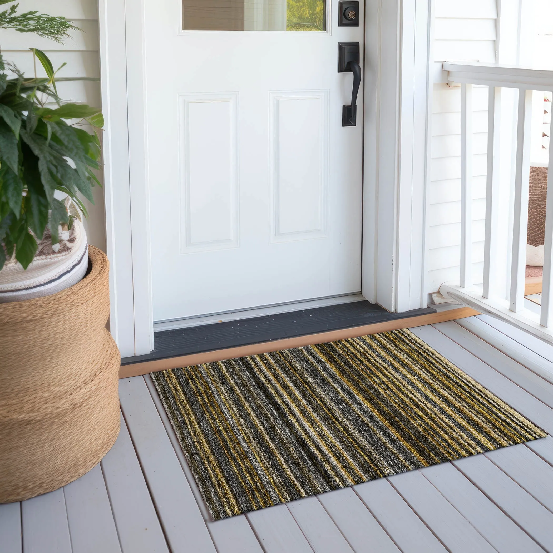 Machine Washable Indoor/ Outdoor Chantille Stripes Rug