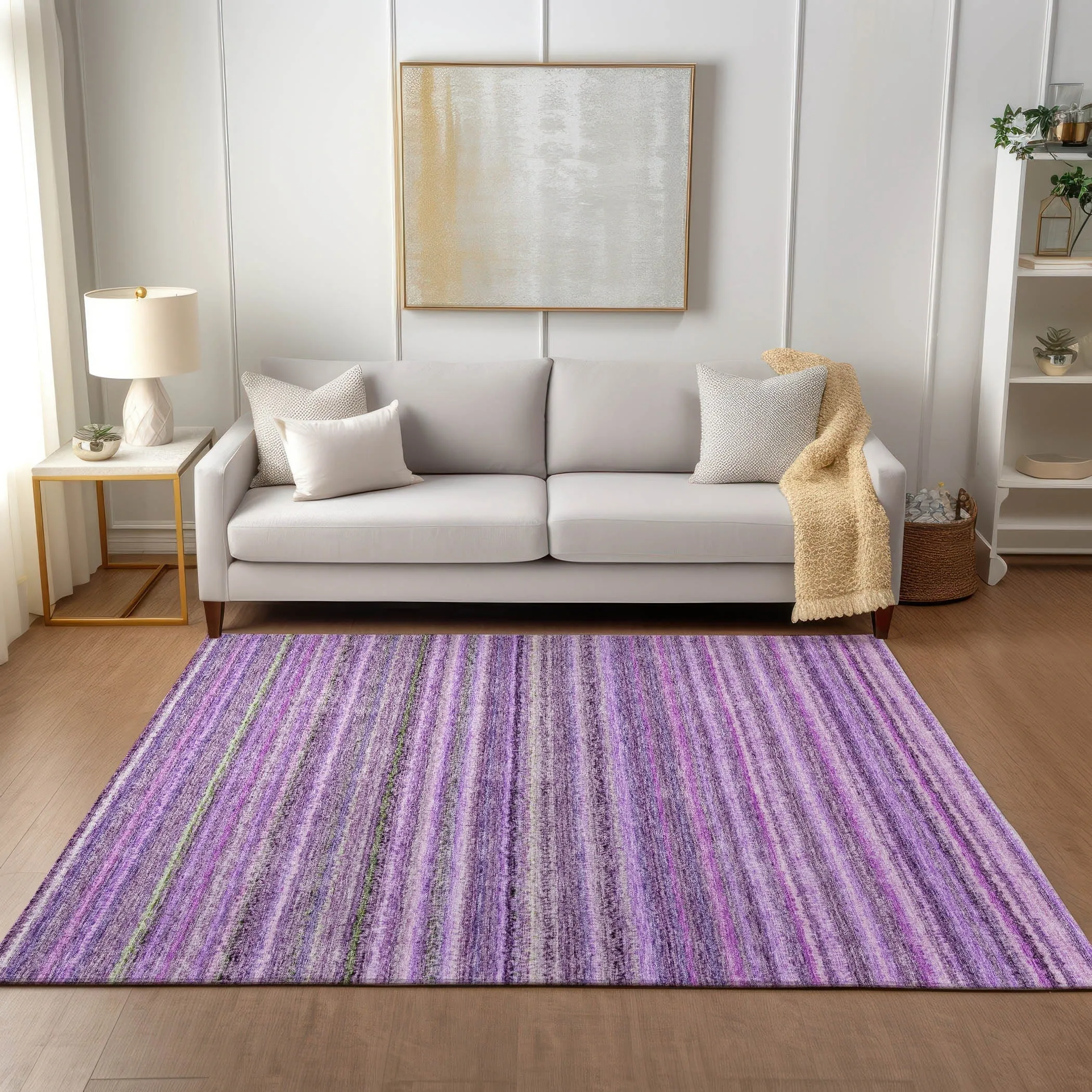Machine Washable Indoor/ Outdoor Chantille Stripes Rug