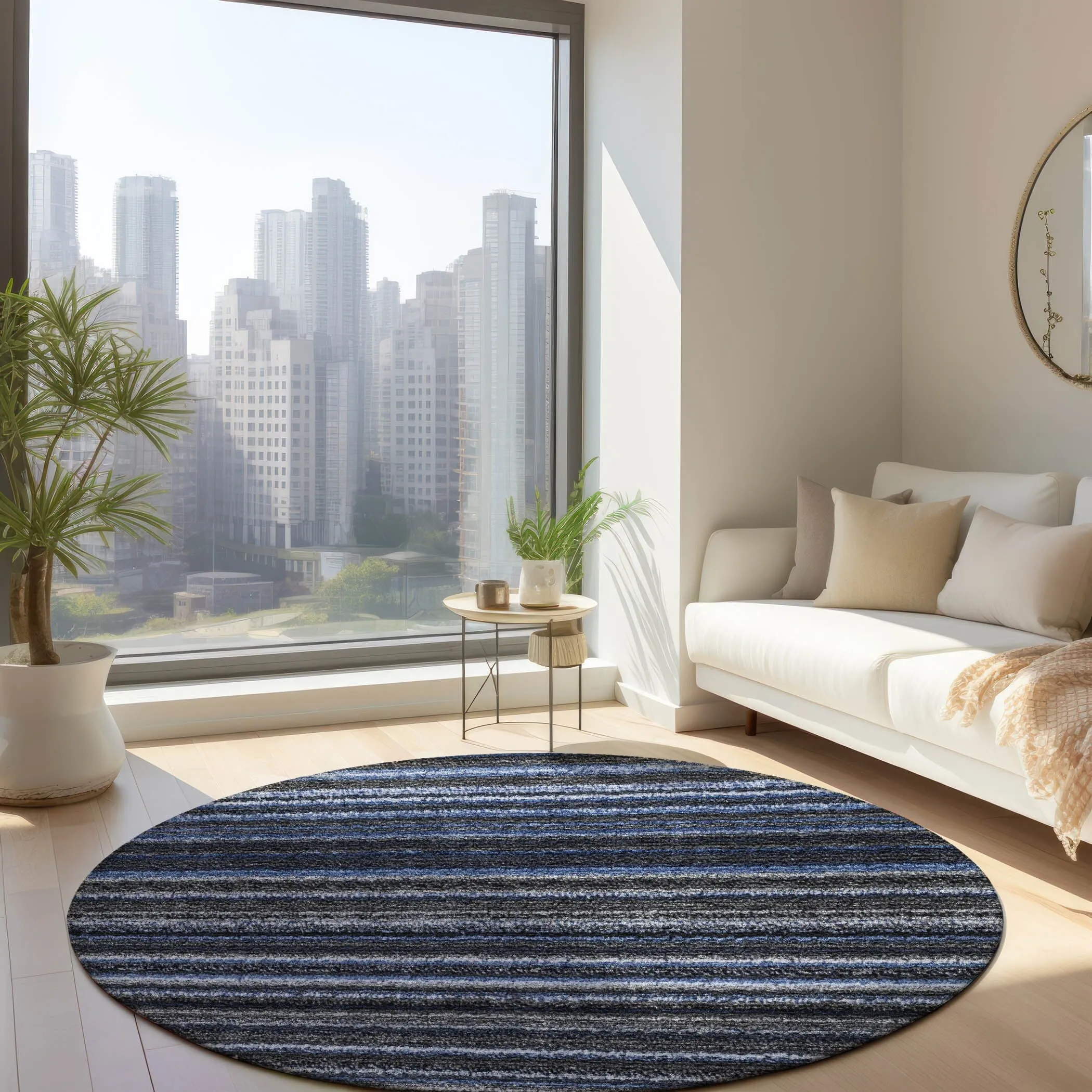 Machine Washable Indoor/ Outdoor Chantille Stripes Rug
