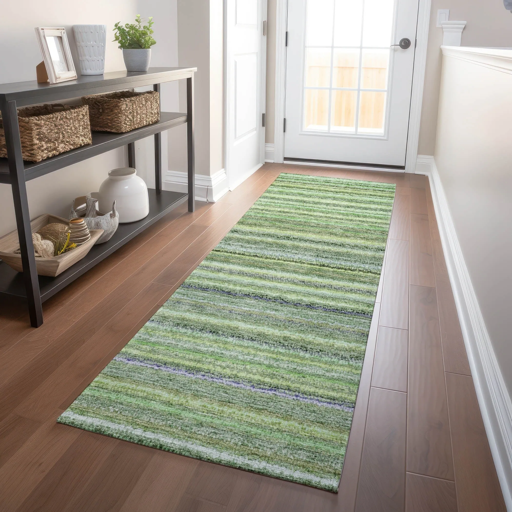 Machine Washable Indoor/ Outdoor Chantille Stripes Rug