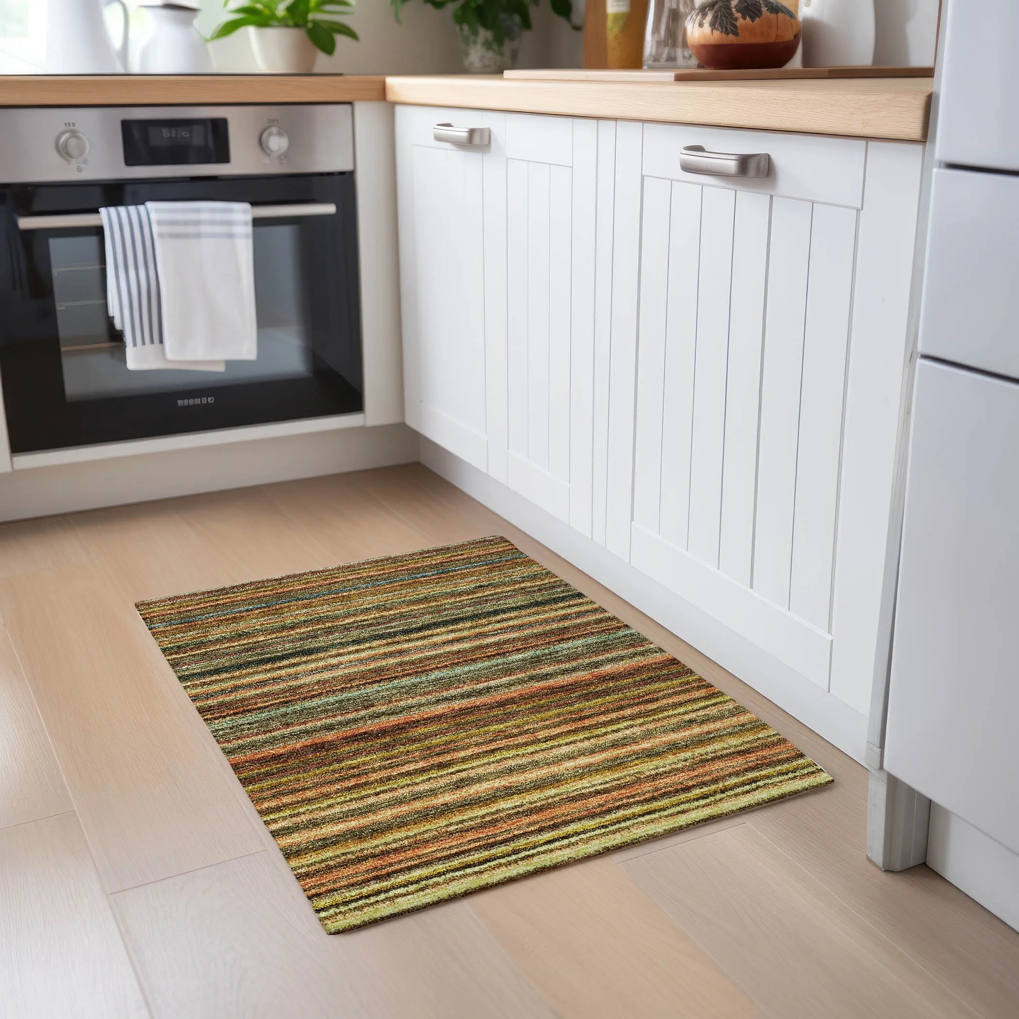 Machine Washable Indoor/ Outdoor Chantille Stripes Rug