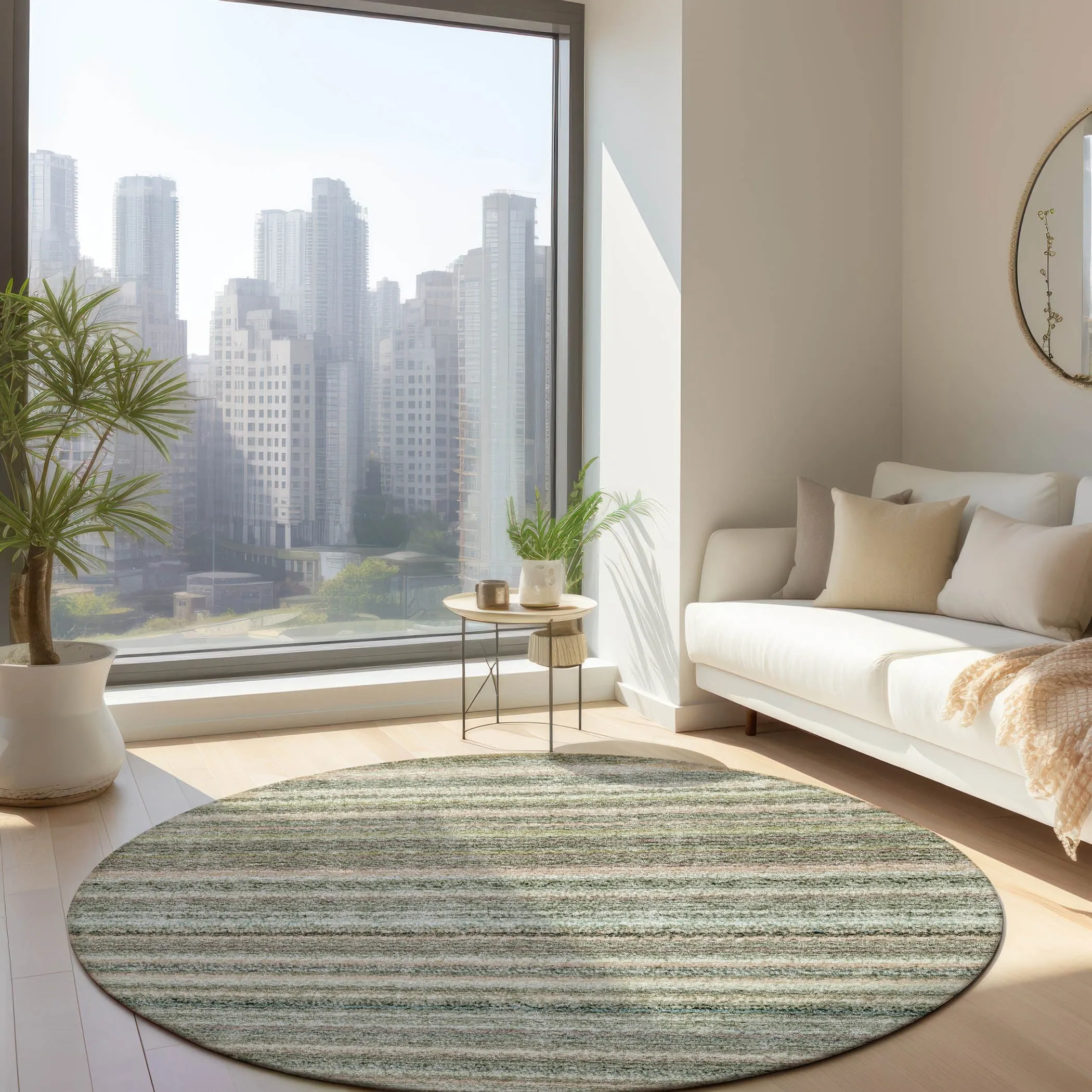 Machine Washable Indoor/ Outdoor Chantille Stripes Rug