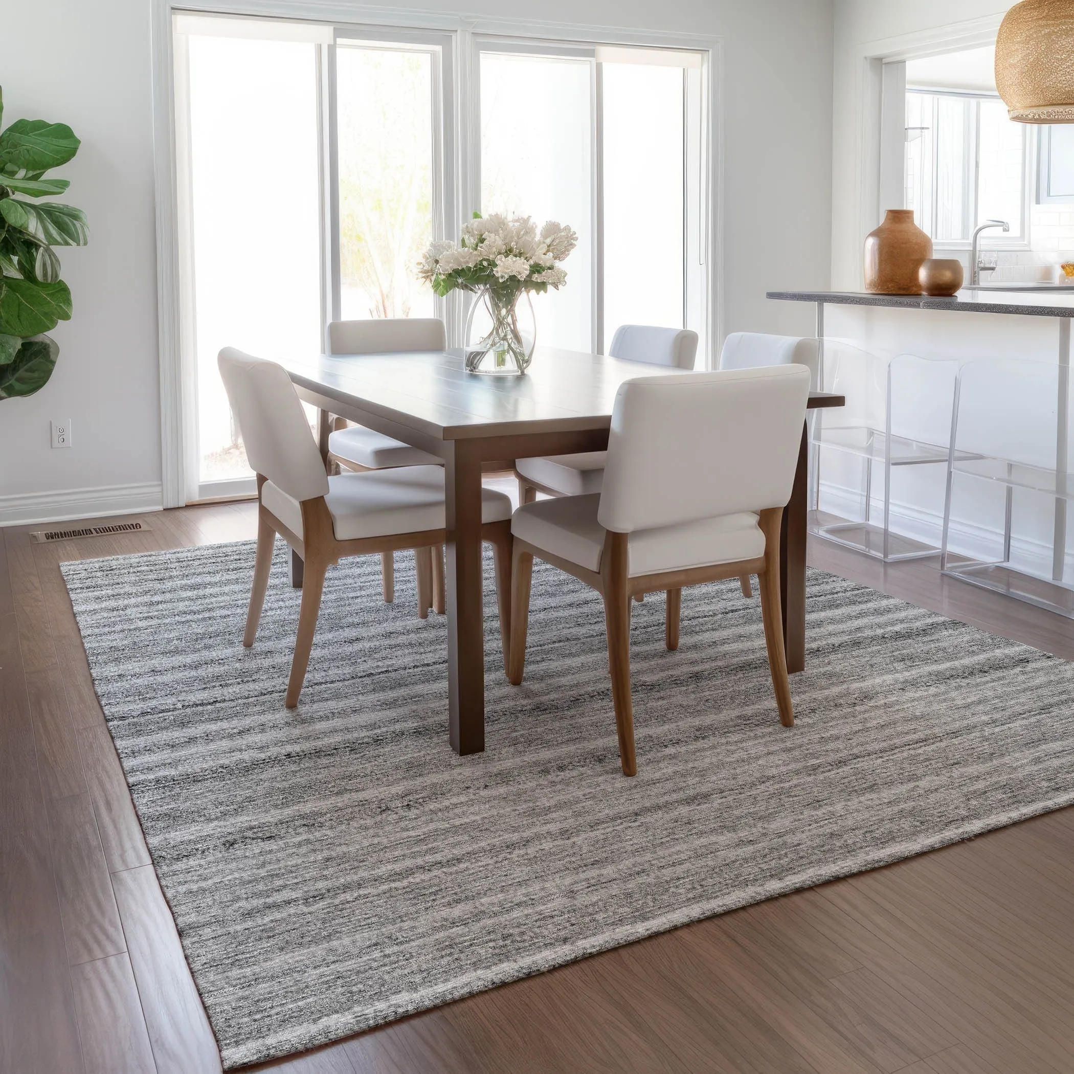 Machine Washable Indoor/ Outdoor Chantille Stripes Rug