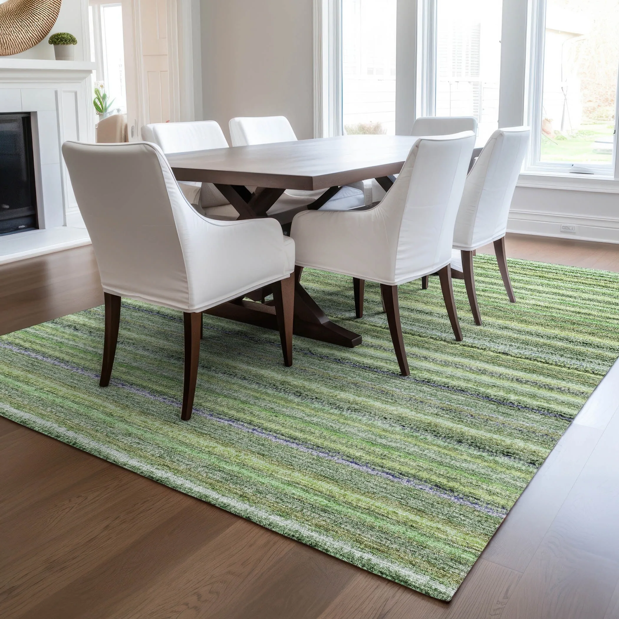 Machine Washable Indoor/ Outdoor Chantille Stripes Rug