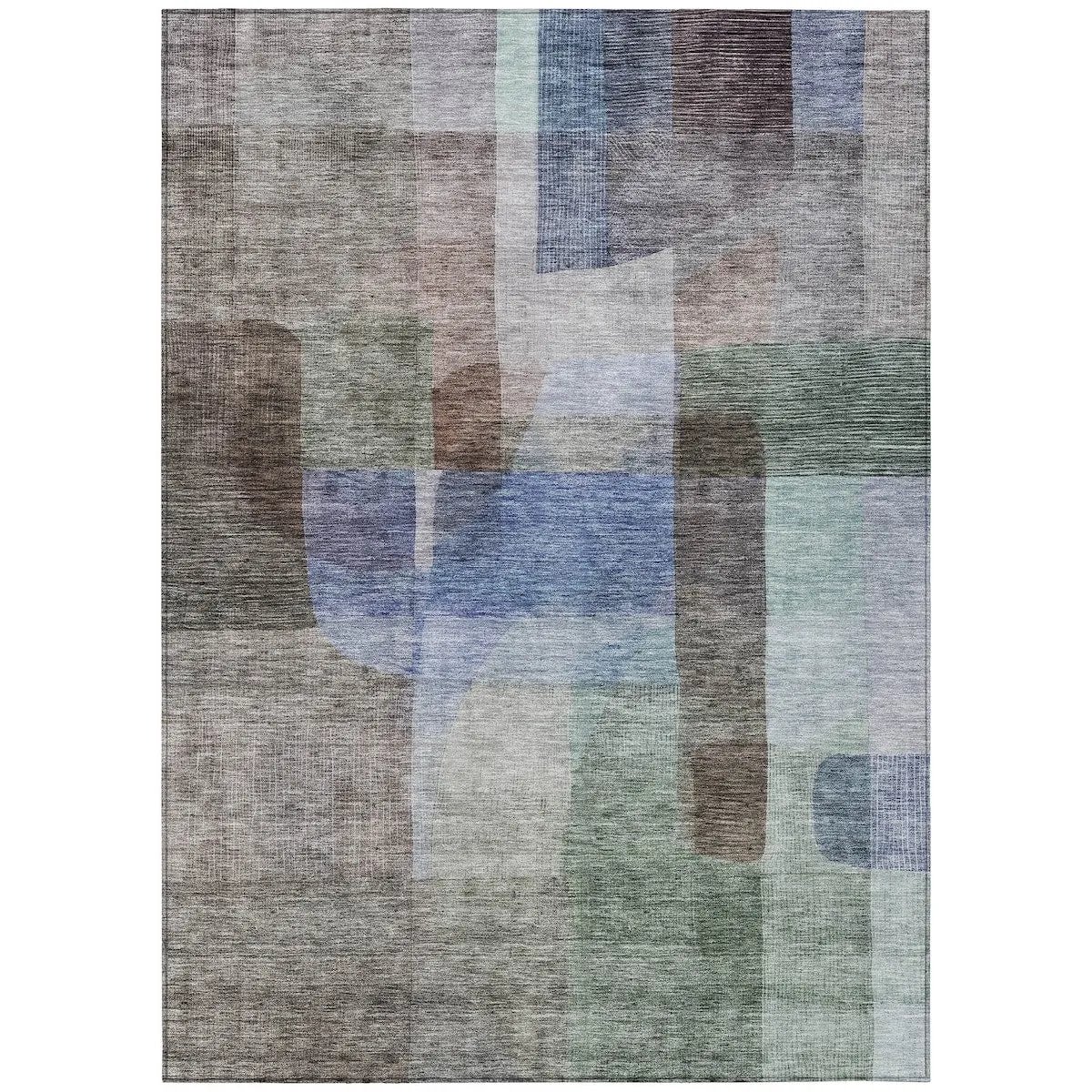 Machine Washable Indoor/ Outdoor Contemporary Abstract Chantille Rug
