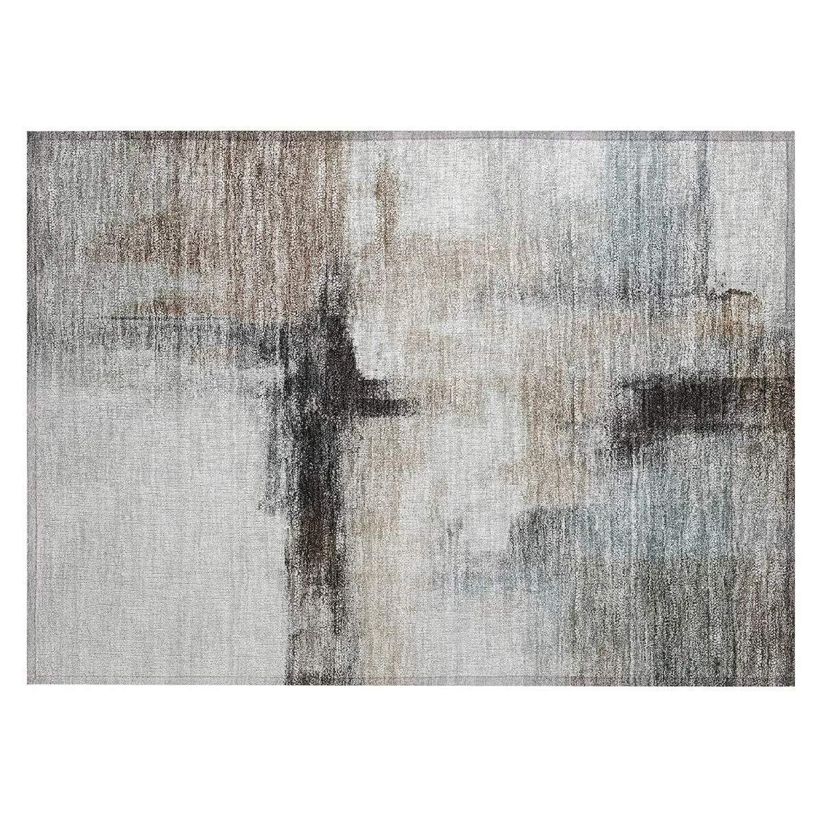 Machine Washable Indoor/ Outdoor Contemporary Abstract Chantille Rug